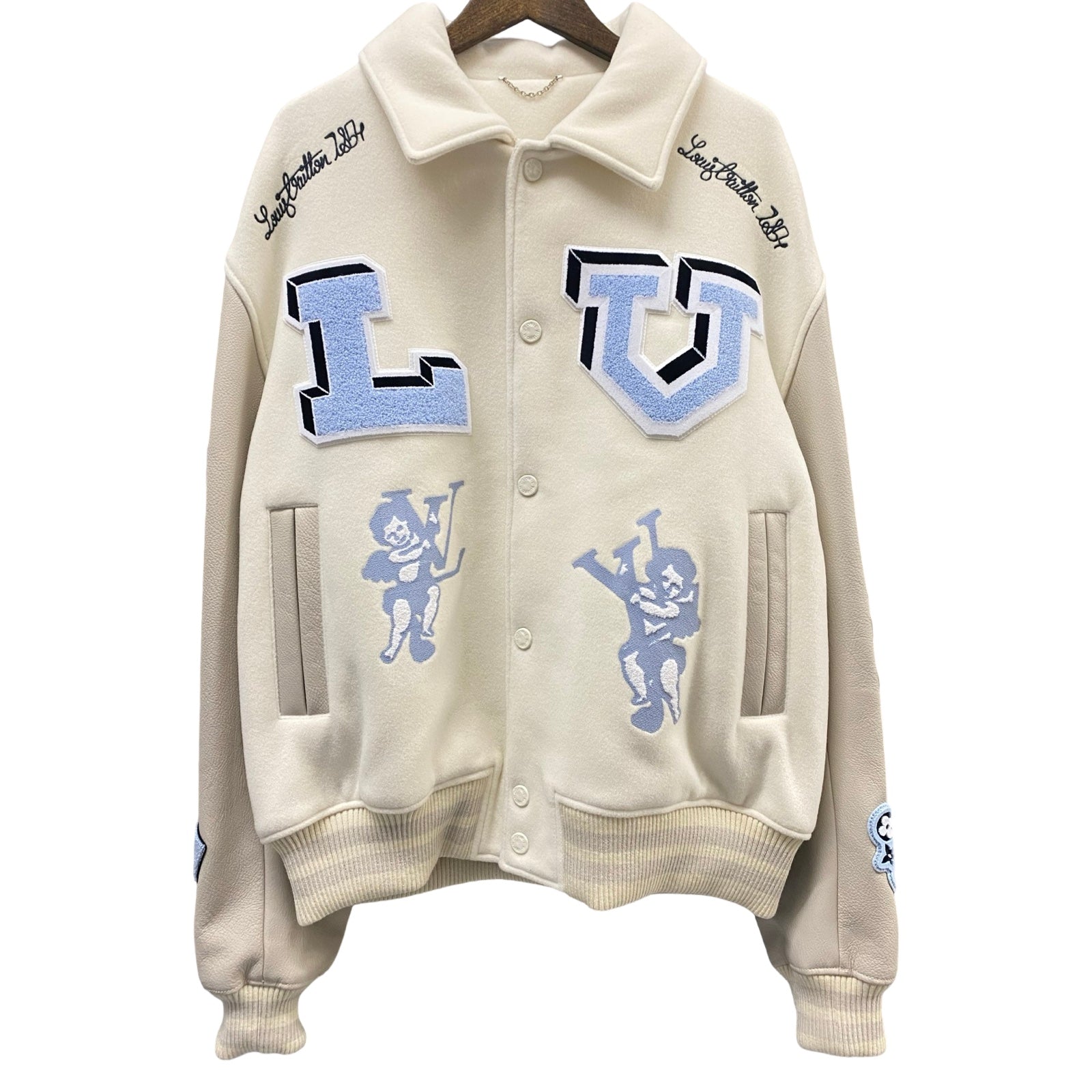 LOUIS VUITTON 2022AW Multi Patch Mixed Leather Varsity Jacket 1AAGKF Size 58