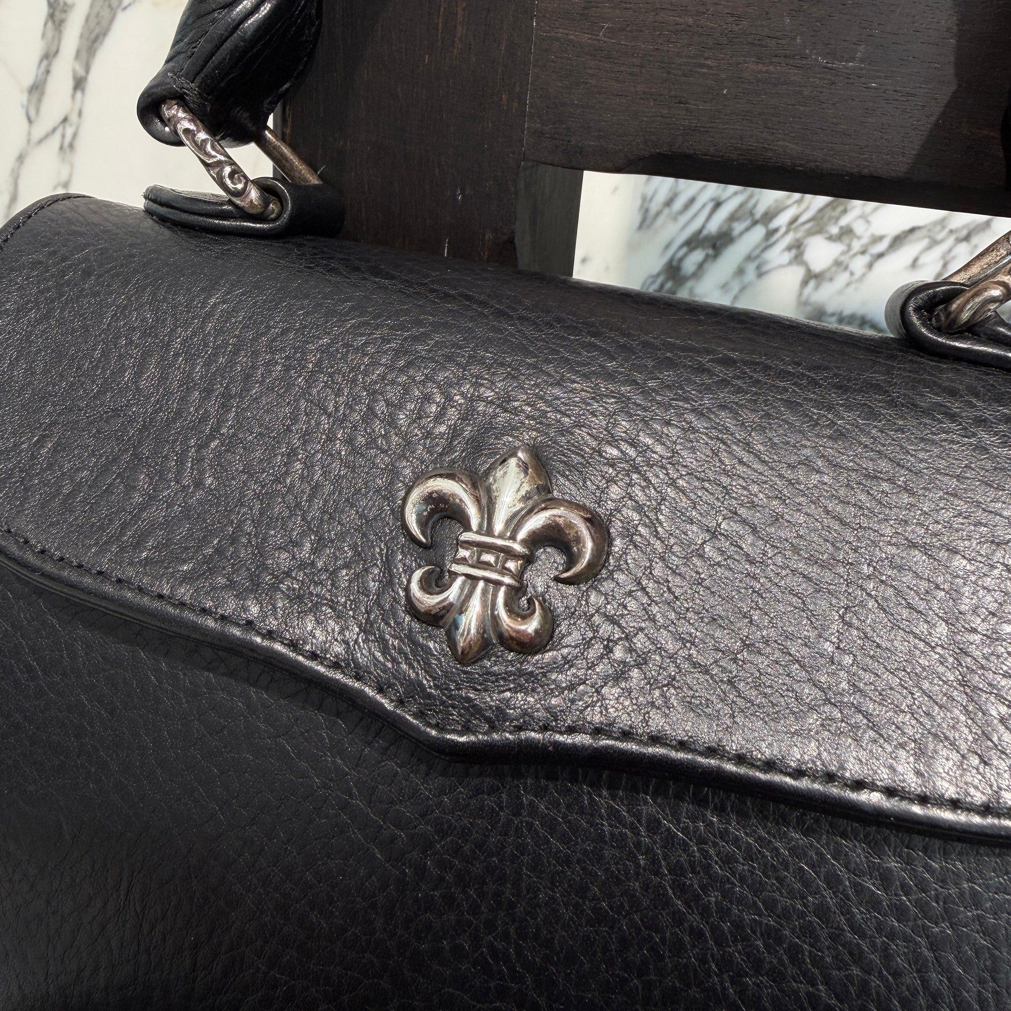 CHROME HEARTS DOG ADAMS BS FLARE Leather Shoulder Hand Bag クロムハーツ ドッグアダムズ BSフレア レザー ショルダー ハンドバッグ