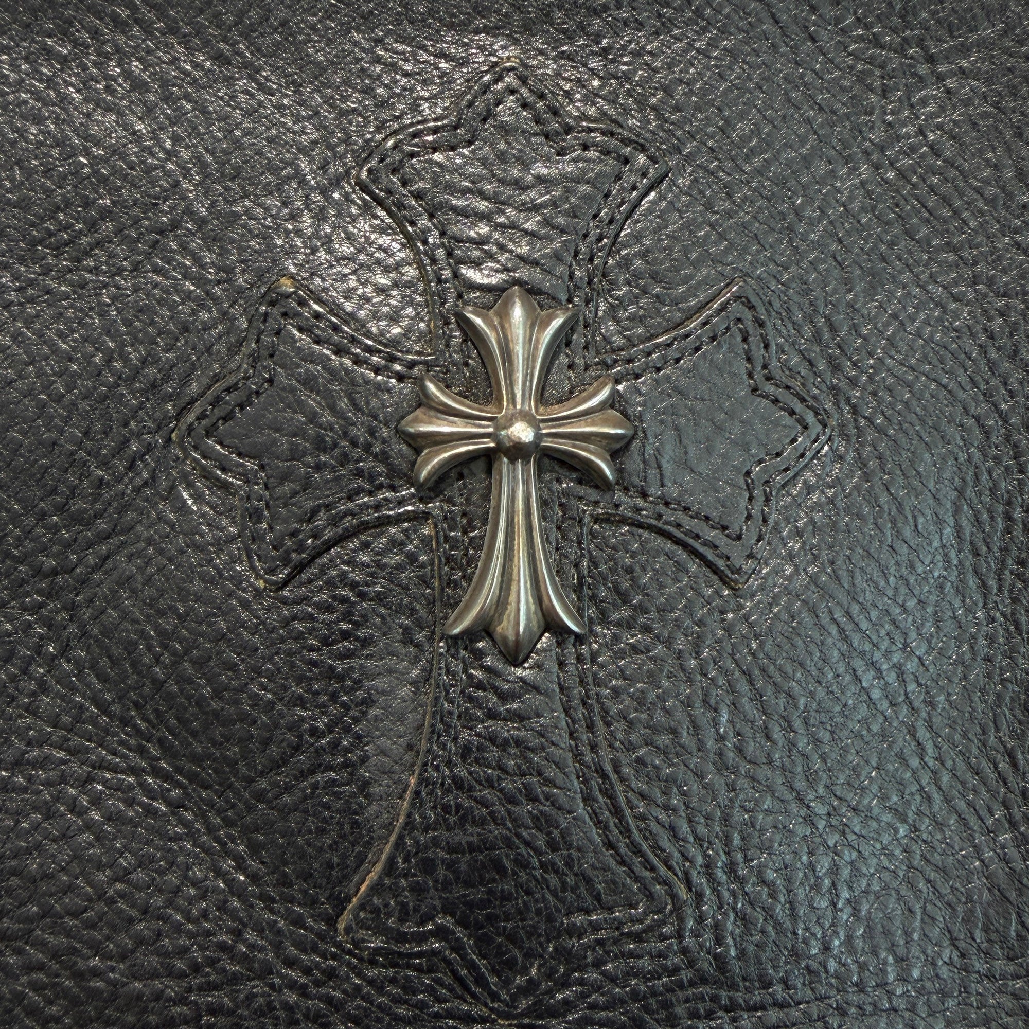 CHROME HEARTS CH Silver Cross Square Pocket Leather Shoulder Bag クロムハーツ CH シルバークロス スクエアポケット レザーショルダーバッグ