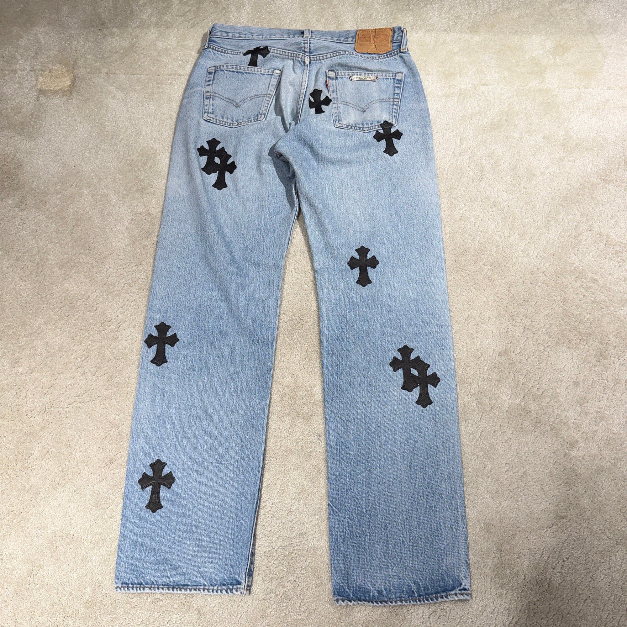 CHROME HEARTS × Levi's 501 VNTG Leather Cross Patch Denim Pants Size 31 クロムハーツ × リーバイス 501 ヴィンテージ レザークロスパッチ デニムパンツ サイズ31
