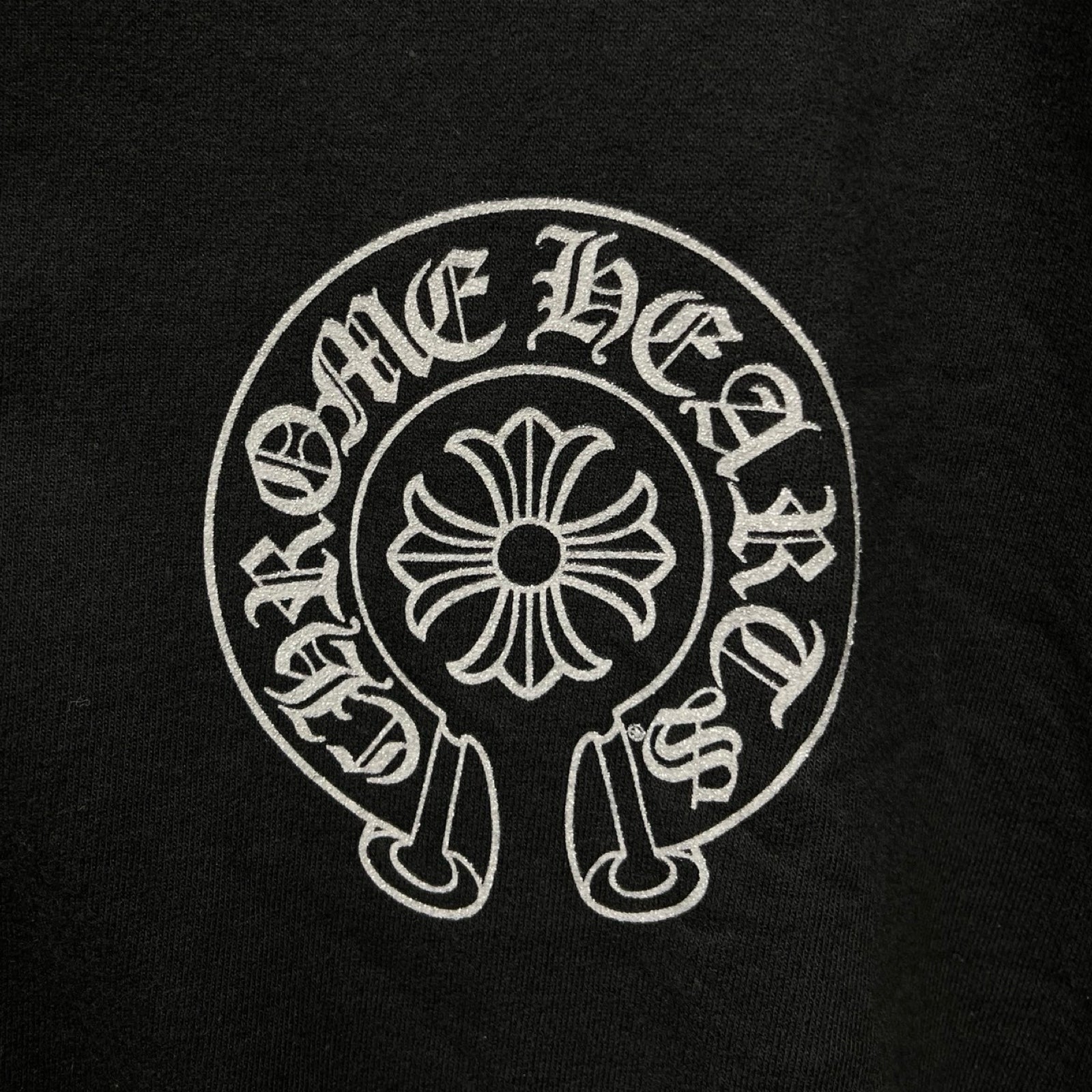 CHROME HEARTS 2024SS Silver Glitter Horseshoe Pullover Hoodie Size L