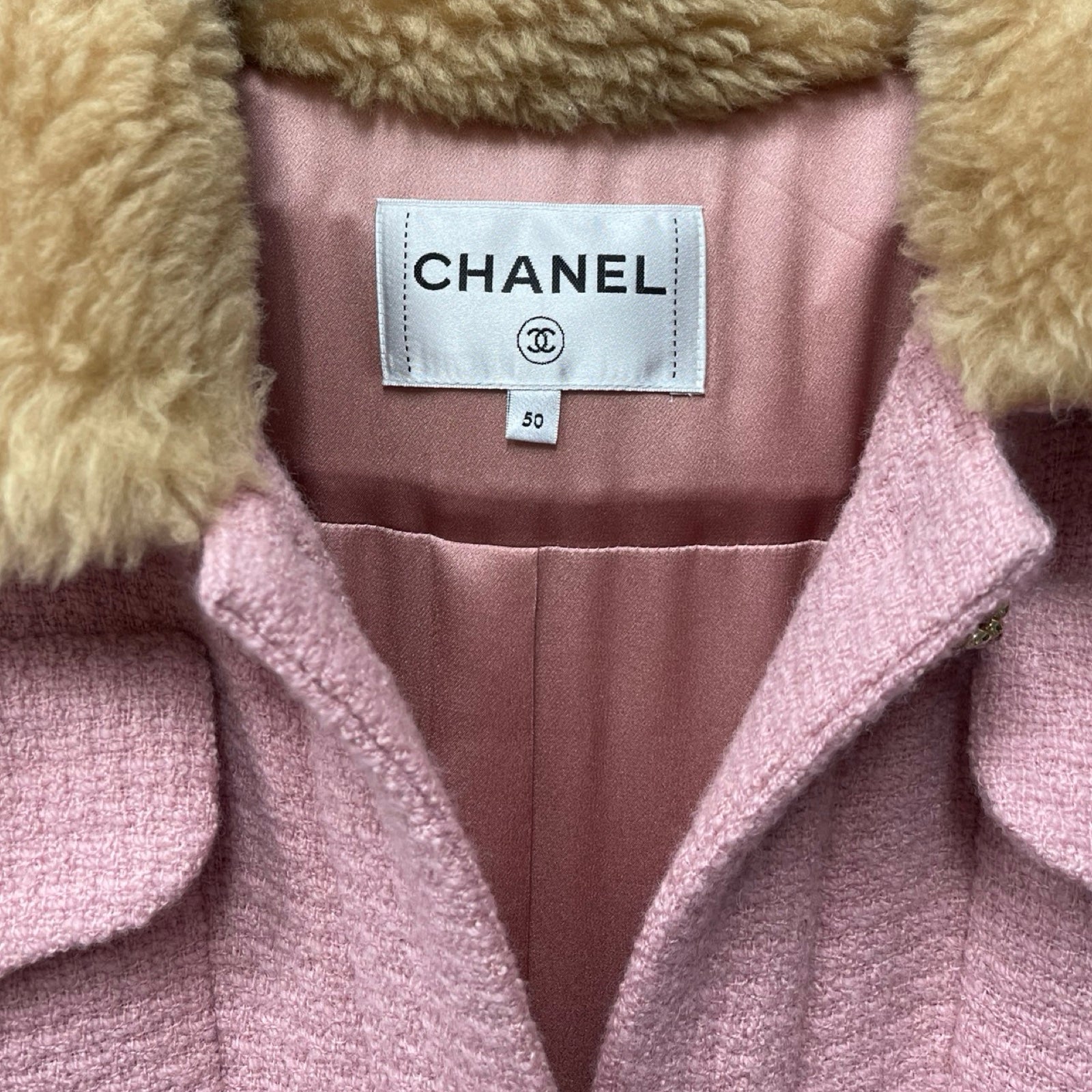 CHANEL CC Mark Wool Tweed Coat P73640V64546 Size 50