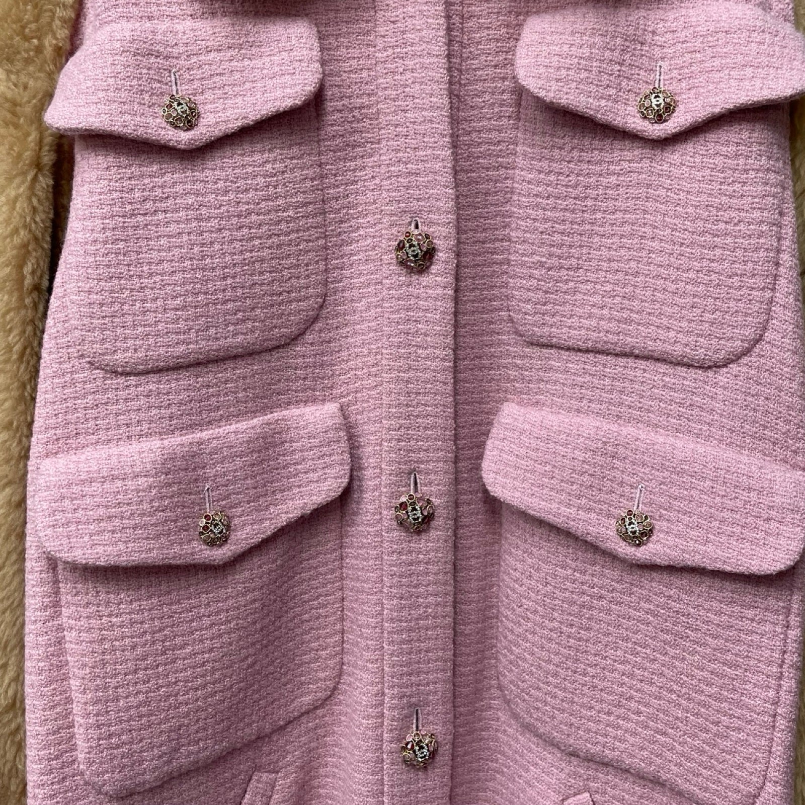 CHANEL CC Mark Wool Tweed Coat P73640V64546 Size 50