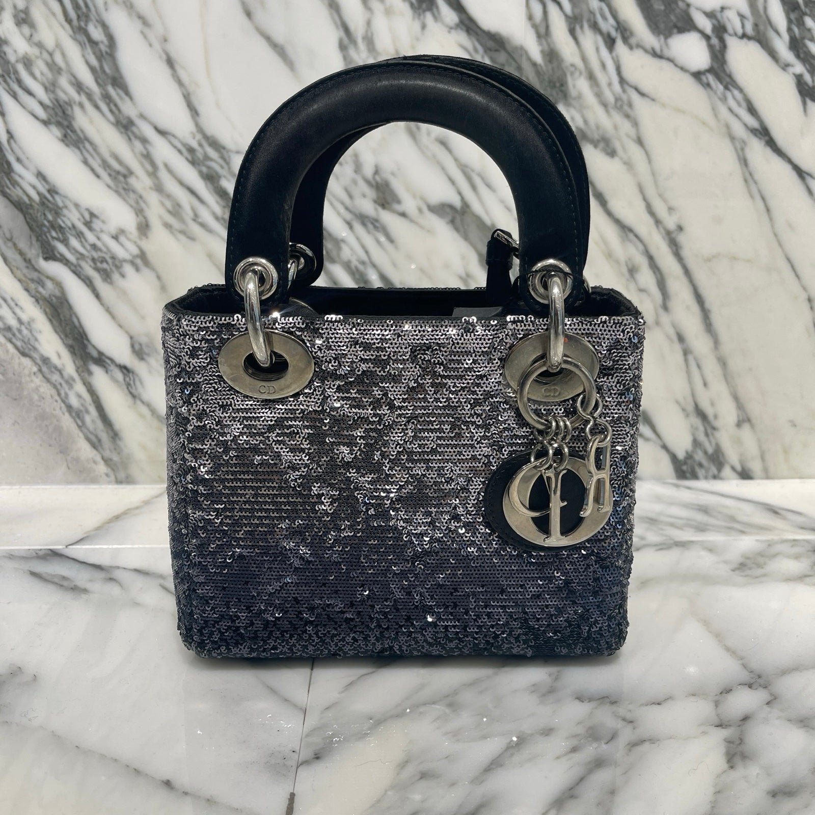 DIOR Lady Dior Glitter Mini Hand Bag