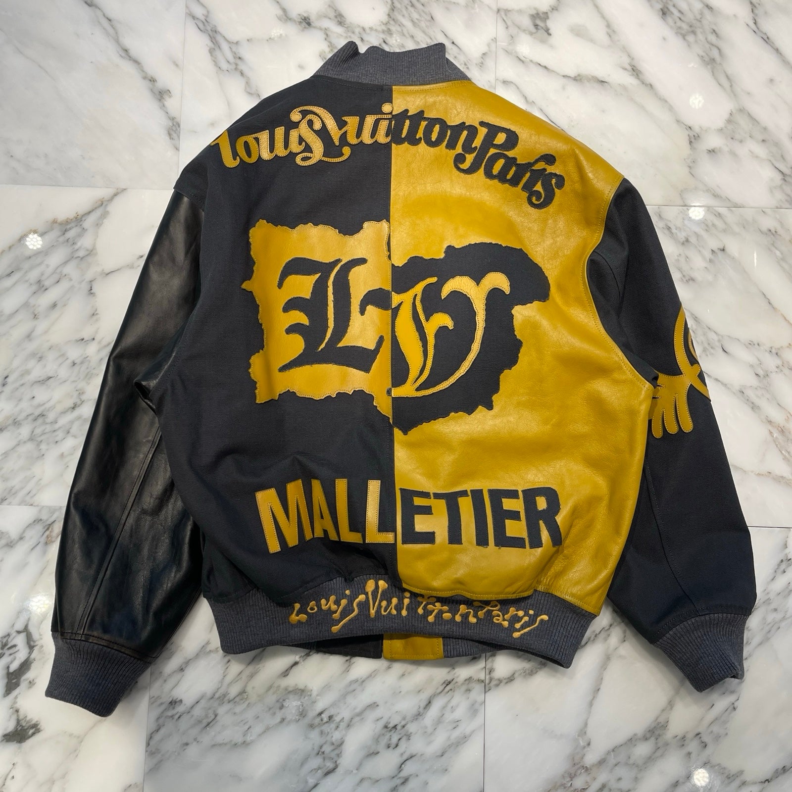 LOUIS VUITTON 2023SS Mixed Canvas Leather Bomber Jacket 1AB98D Size 48