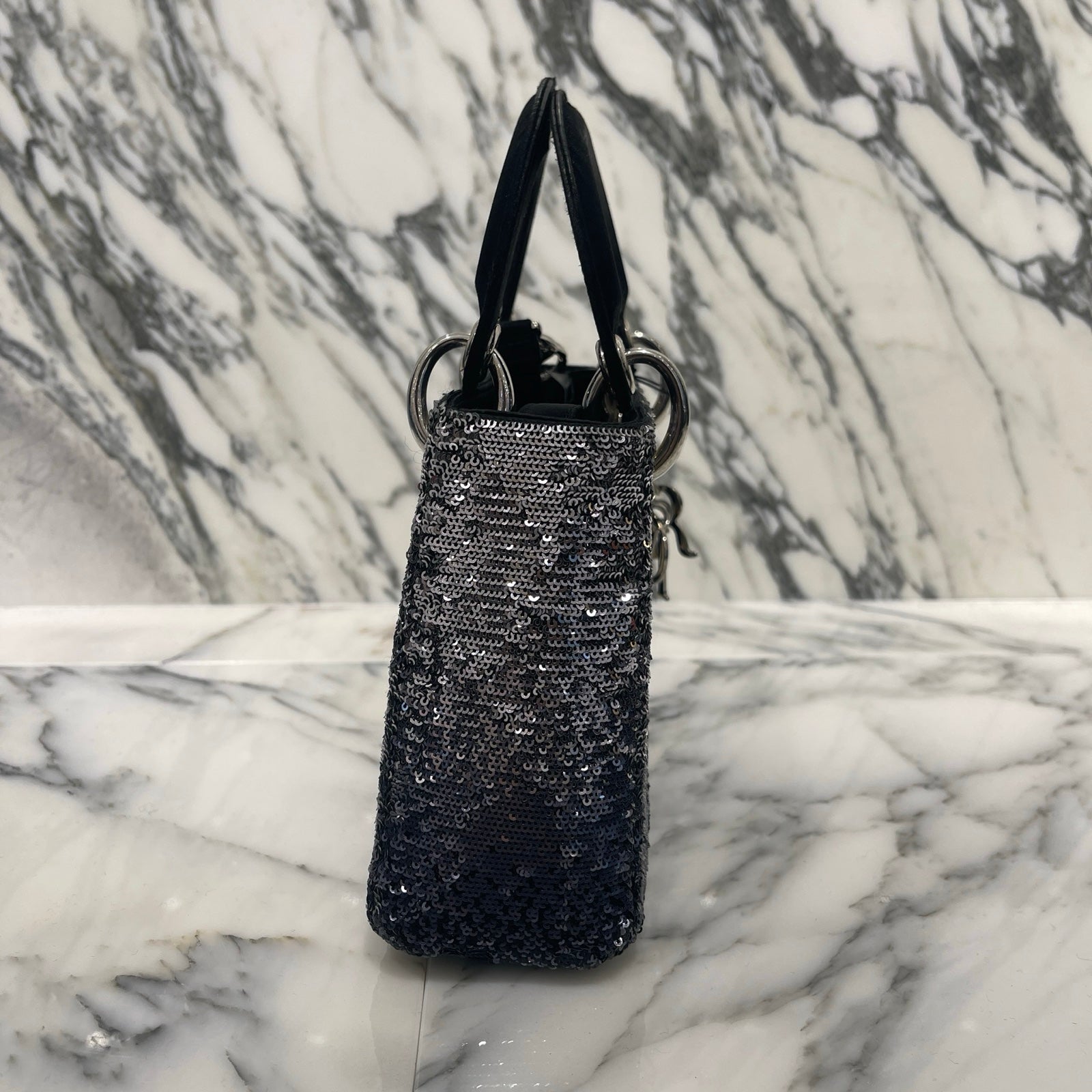 DIOR Lady Dior Glitter Mini Hand Bag