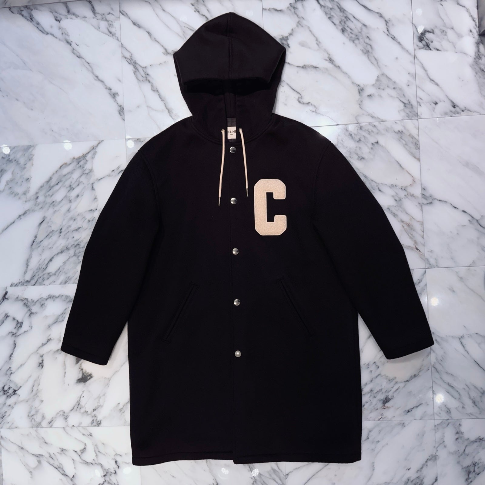 CELINE 2023AW DOUBLE FACE Wool College Hoodie 2V73S553R.27NG Size 44