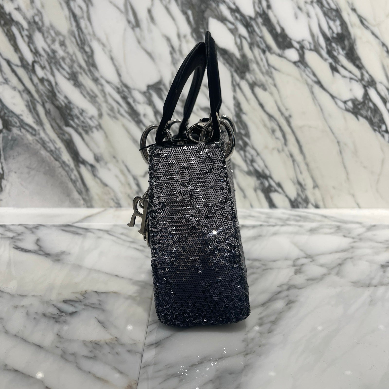 DIOR Lady Dior Glitter Mini Hand Bag