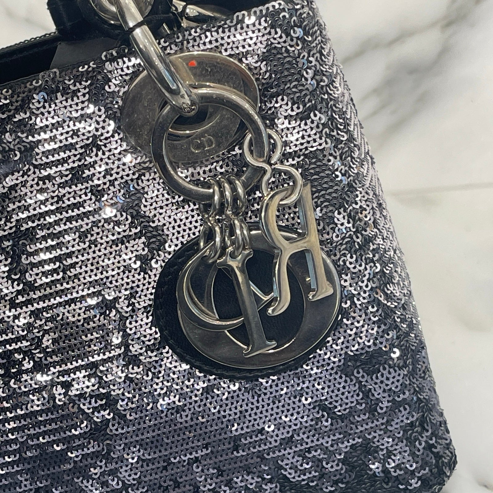 DIOR Lady Dior Glitter Mini Hand Bag