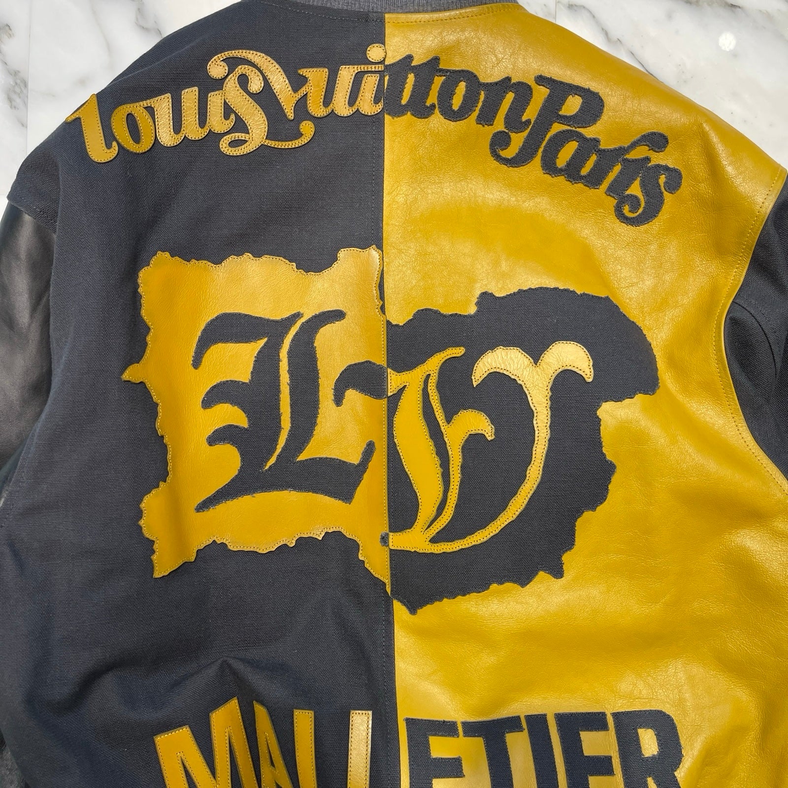 LOUIS VUITTON 2023SS Mixed Canvas Leather Bomber Jacket 1AB98D Size 48