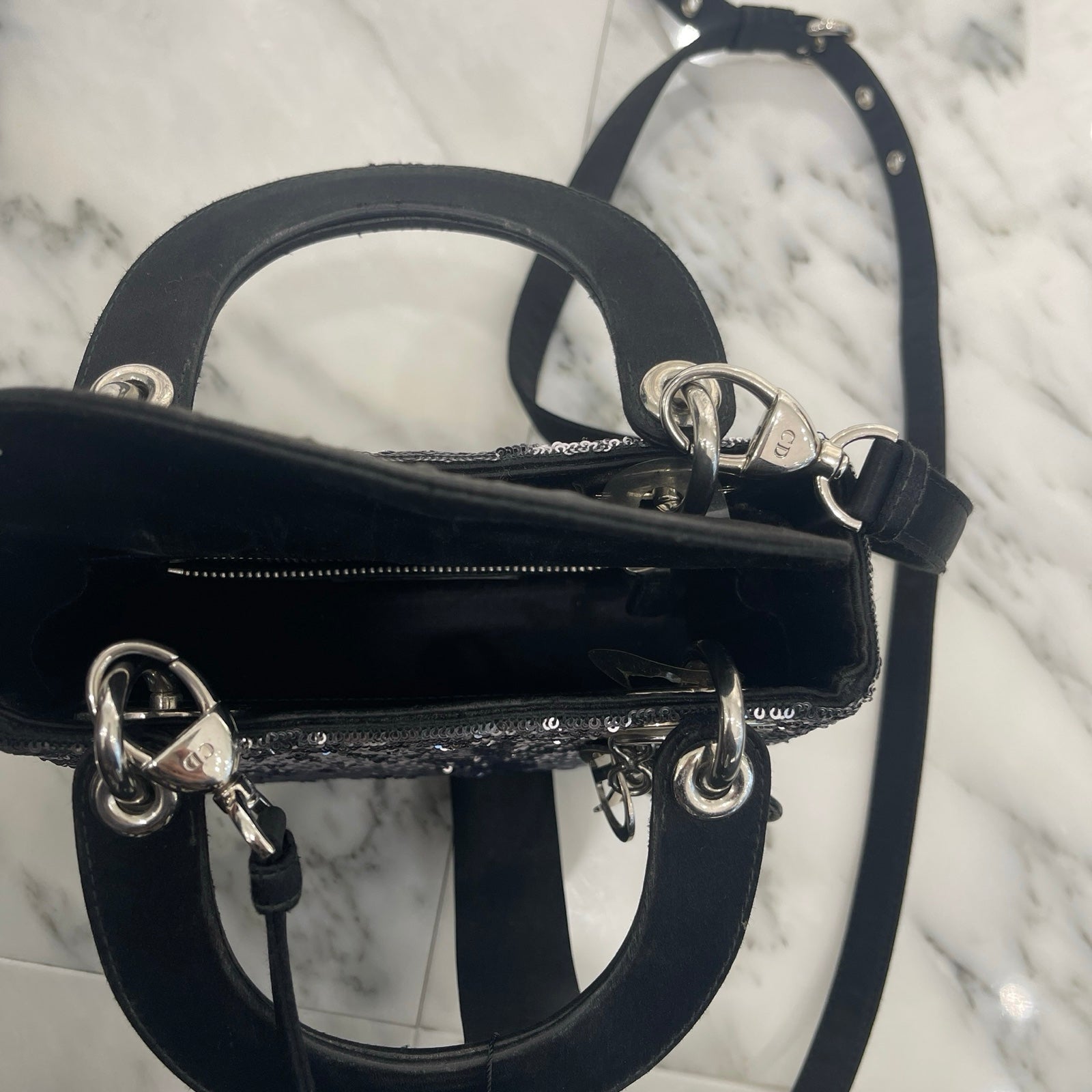 DIOR Lady Dior Glitter Mini Hand Bag