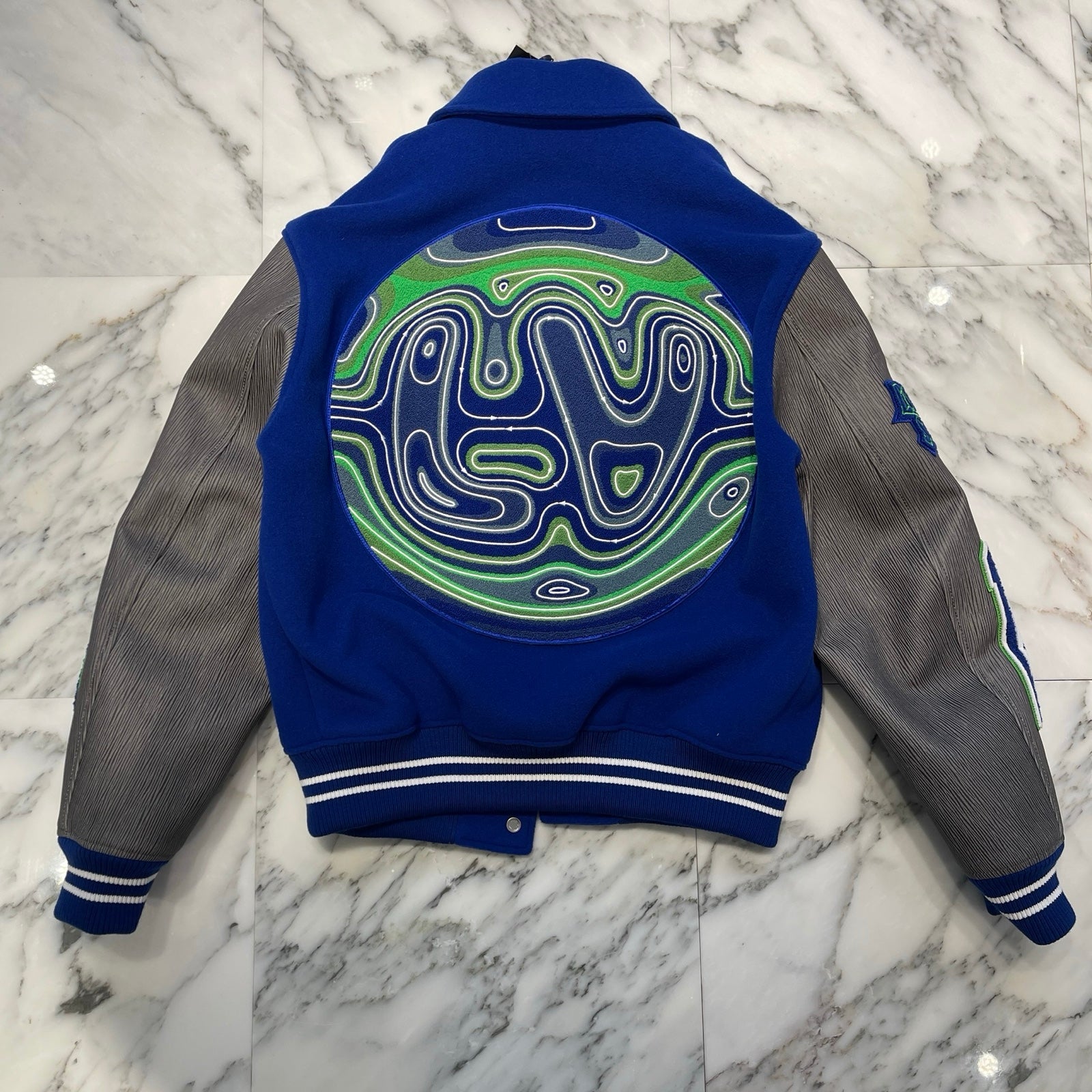 LOUIS VUITTON  2023AW Embroidered Varsity Leather Jacket 1ABZM9 Size 48