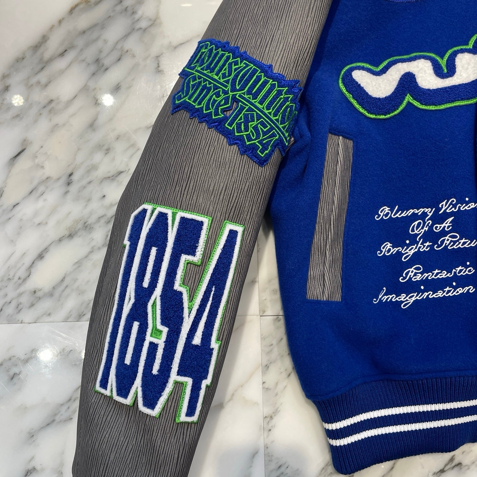 LOUIS VUITTON  2023AW Embroidered Varsity Leather Jacket 1ABZM9 Size 48