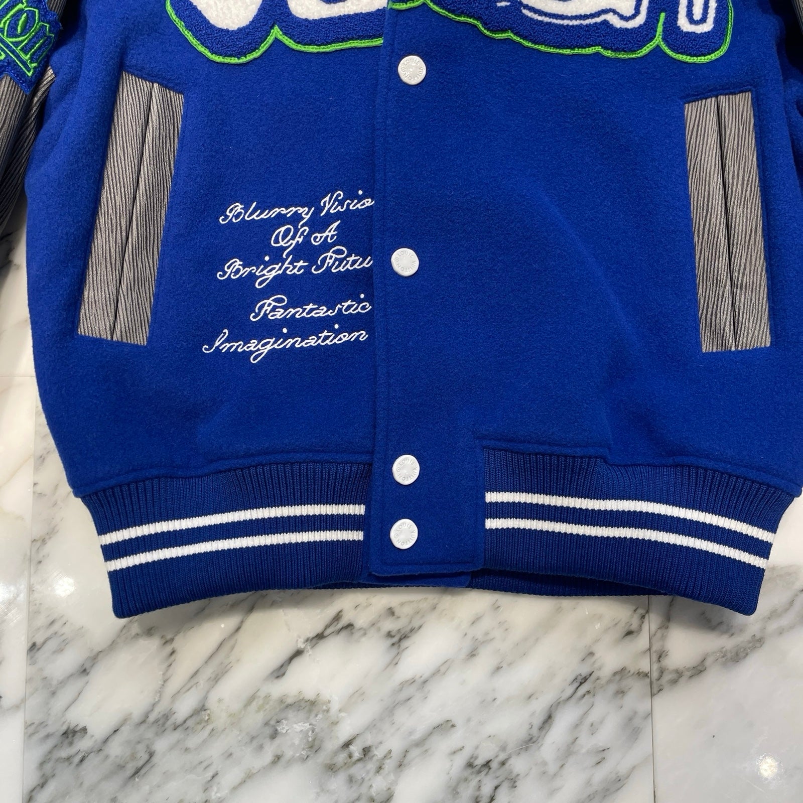 LOUIS VUITTON  2023AW Embroidered Varsity Leather Jacket 1ABZM9 Size 48