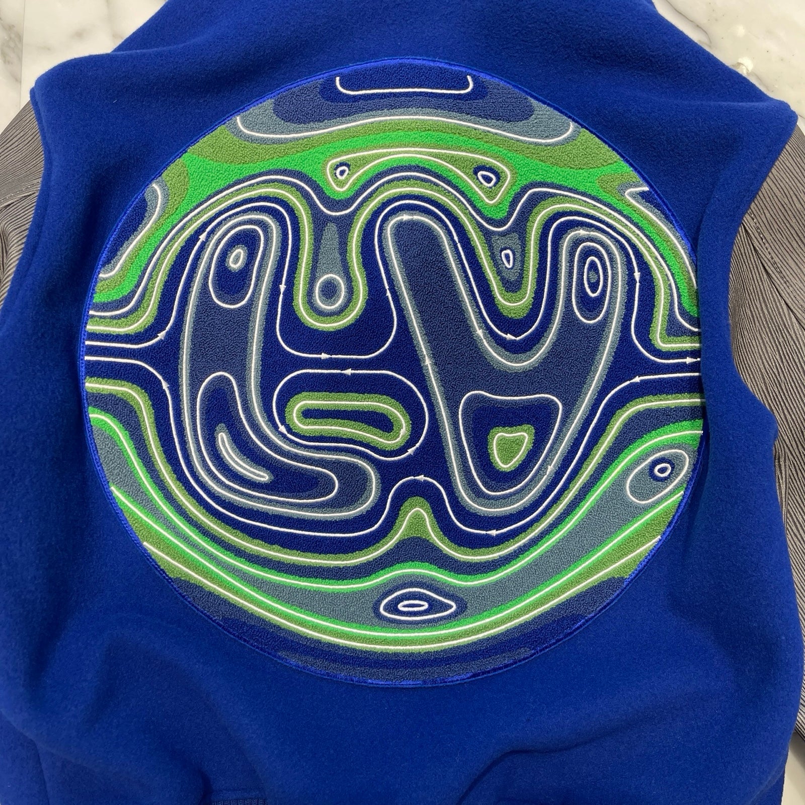 LOUIS VUITTON  2023AW Embroidered Varsity Leather Jacket 1ABZM9 Size 48