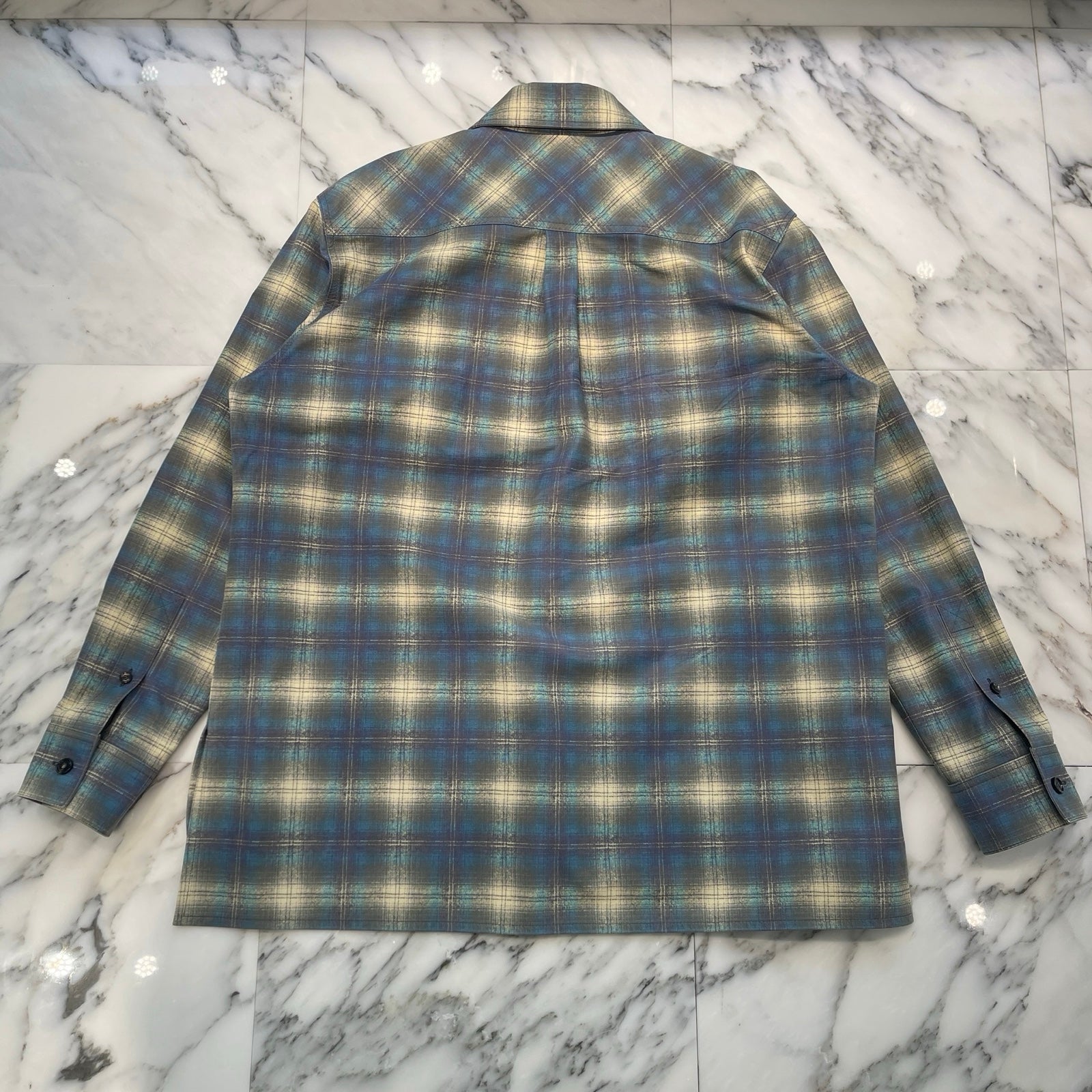 BOTTEGA VENETA 2023SS Relaxed Fit Flannel Print Leather Shirt 736013V2QG04116 Size 48