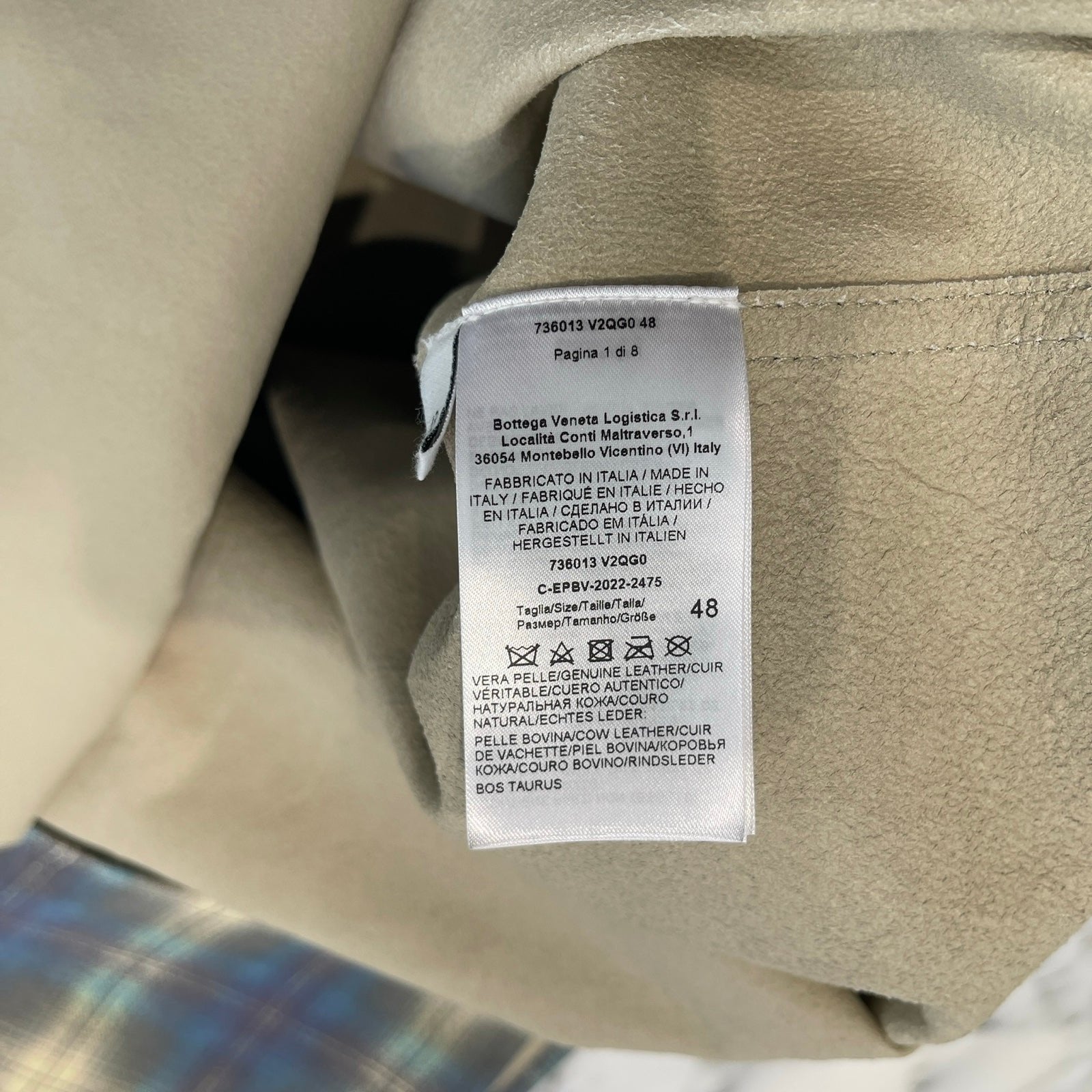 BOTTEGA VENETA 2023SS Relaxed Fit Flannel Print Leather Shirt 736013V2QG04116 Size 48