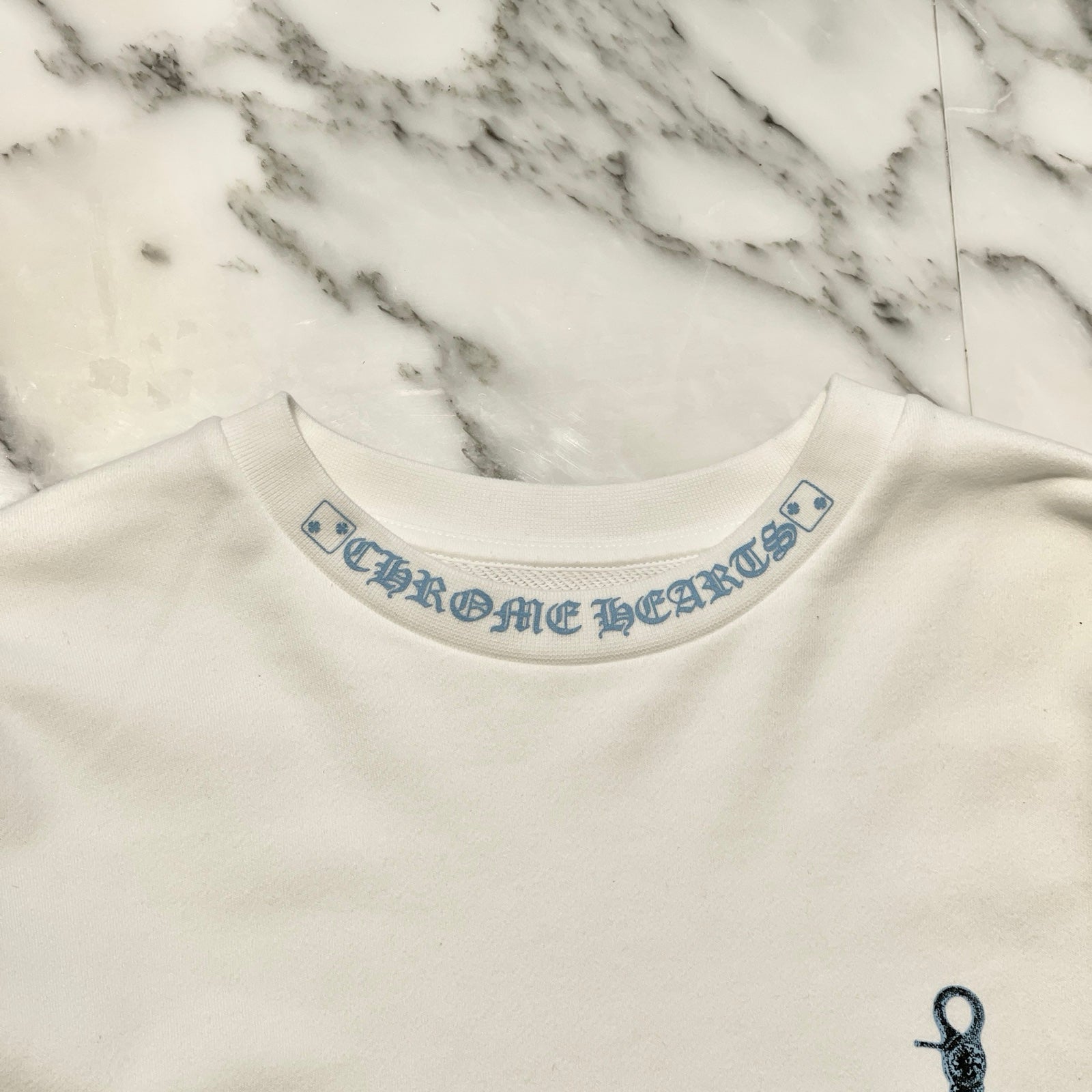 CHROME HEARTS Las Vegas Limited Fontainebleau Neck Logo Dice Print Crewneck Sweatshirt Size S クロムハーツ ラスベガス限定 ネックロゴ ダイスプリント クルーネック スウェットシャツ サイズS