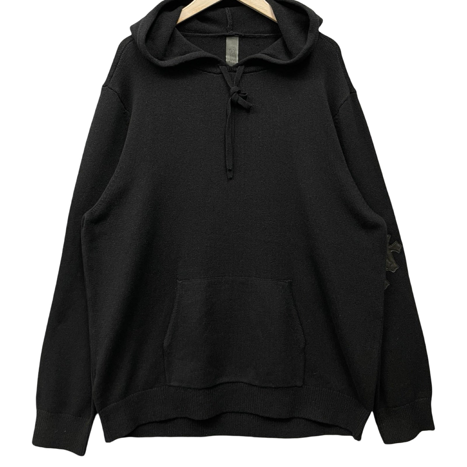 CHROME HEARTS Cross Patch Cashmere Knit Pullover Hoodie Size XL