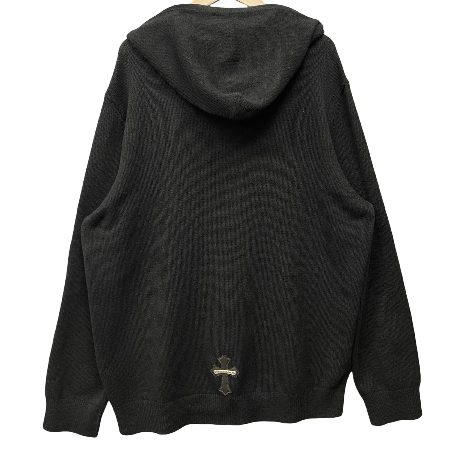 CHROME HEARTS Cross Patch Cashmere Knit Pullover Hoodie Size XL