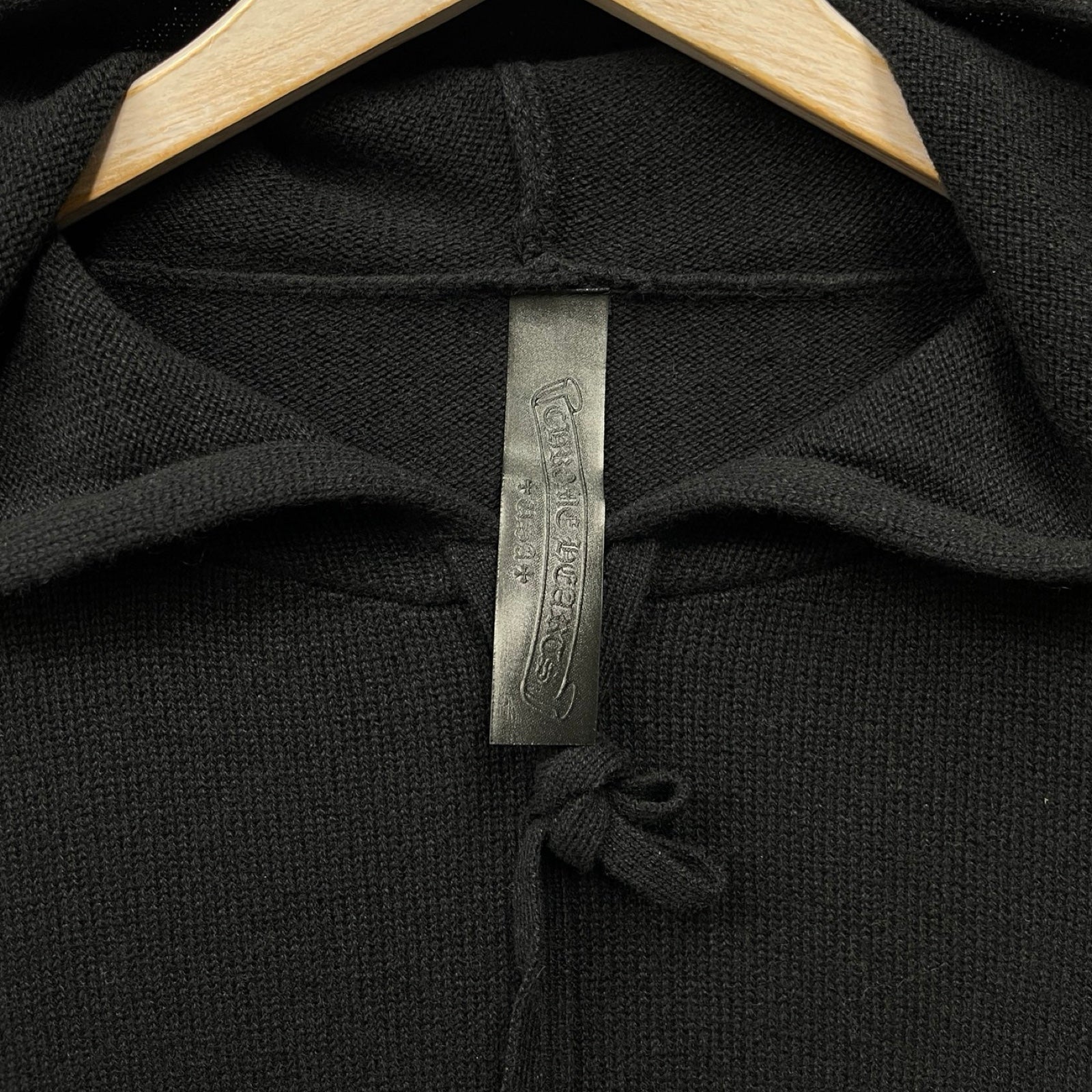 CHROME HEARTS Cross Patch Cashmere Knit Pullover Hoodie Size XL