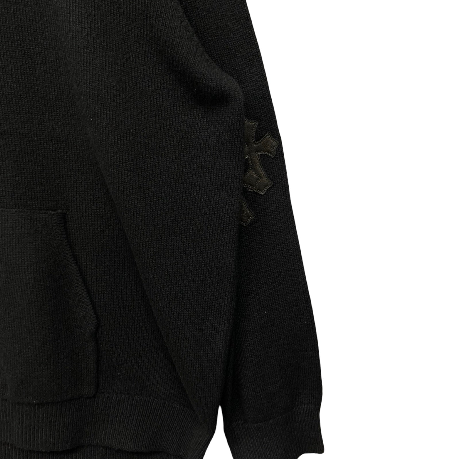 CHROME HEARTS Cross Patch Cashmere Knit Pullover Hoodie Size XL