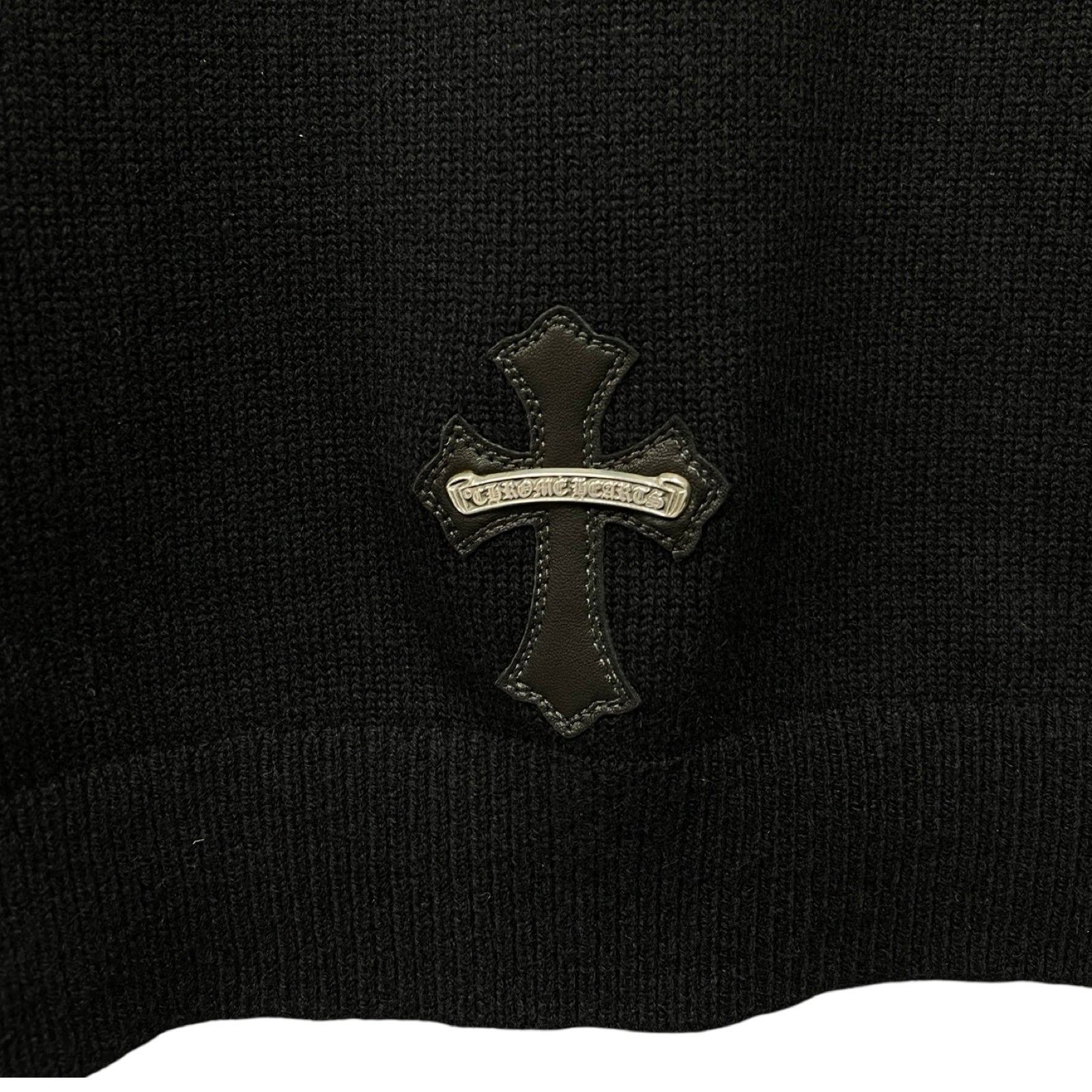 CHROME HEARTS Cross Patch Cashmere Knit Pullover Hoodie Size XL