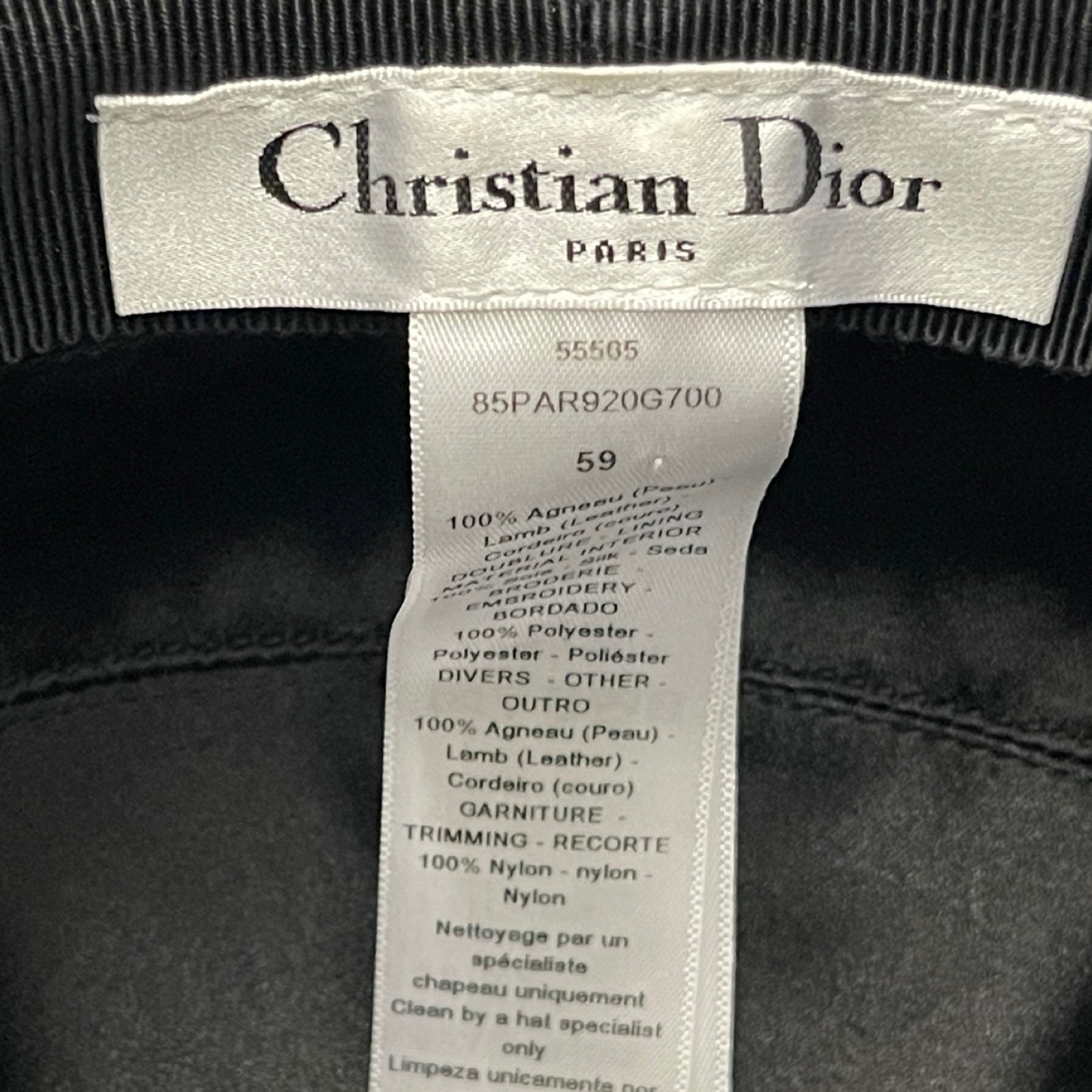 DIOR Christian Dior REVOLUTION Lamb Skin Newsboy Cap 85PAR920G700 Size 59