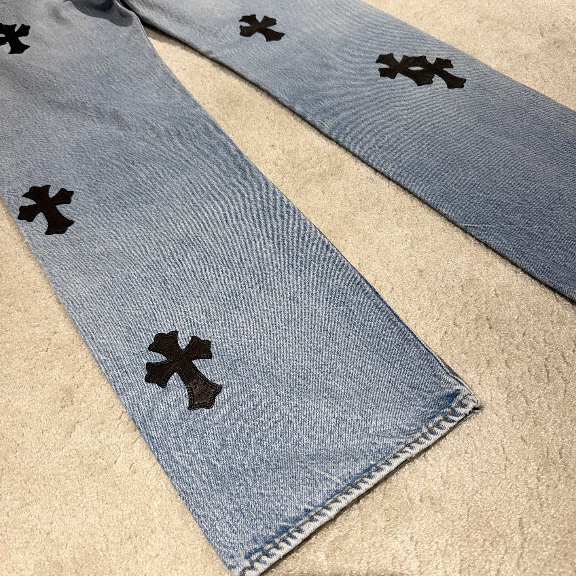 CHROME HEARTS × Levi's 501 VNTG Leather Cross Patch Denim Pants Size 31 クロムハーツ × リーバイス 501 ヴィンテージ レザークロスパッチ デニムパンツ サイズ31