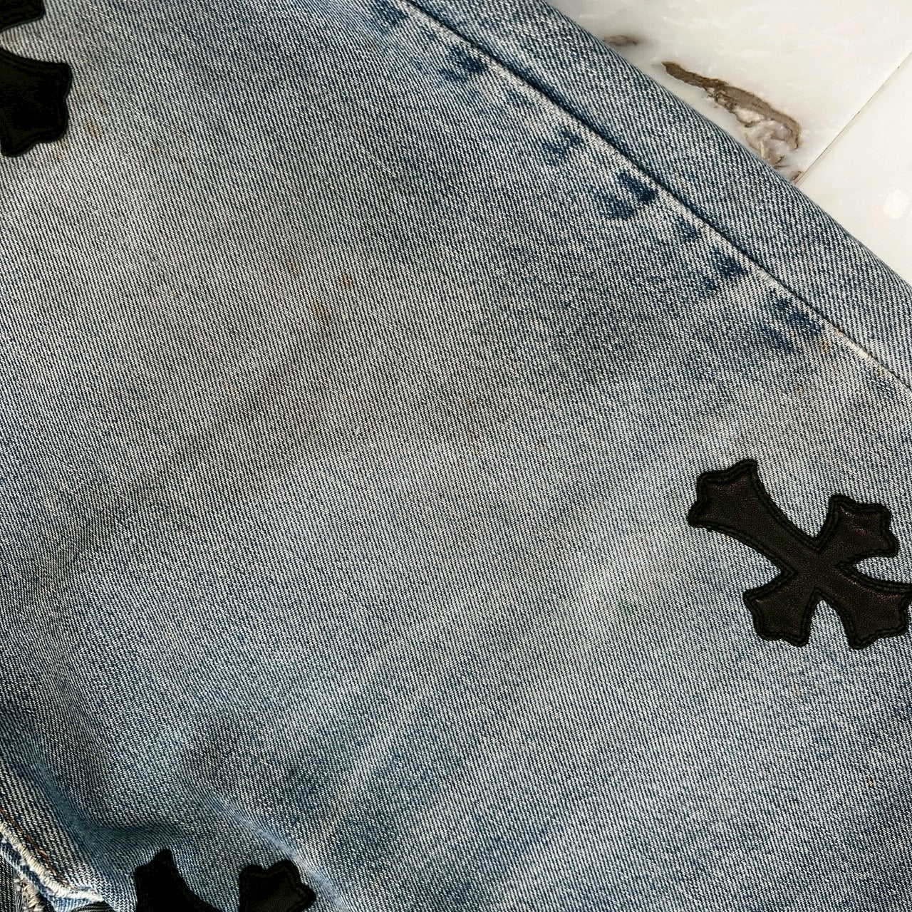 CHROME HEARTS × Levi's Body VNTG Cross Leather Patch Jeans Size 36 クロムハーツ × リーバイスボディ ヴィンテージ クロスレザーパッチ ジーンズ デニムパンツ サイズ36