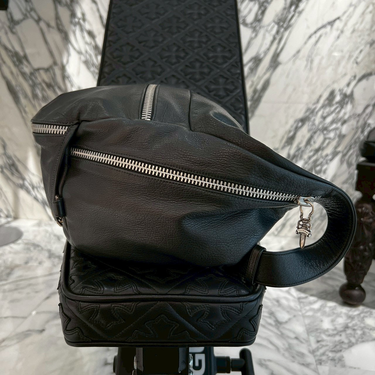 CHROME HEARTS 1 SNAT PACK MEDIUM LEATHER WAIST BAG Size XL