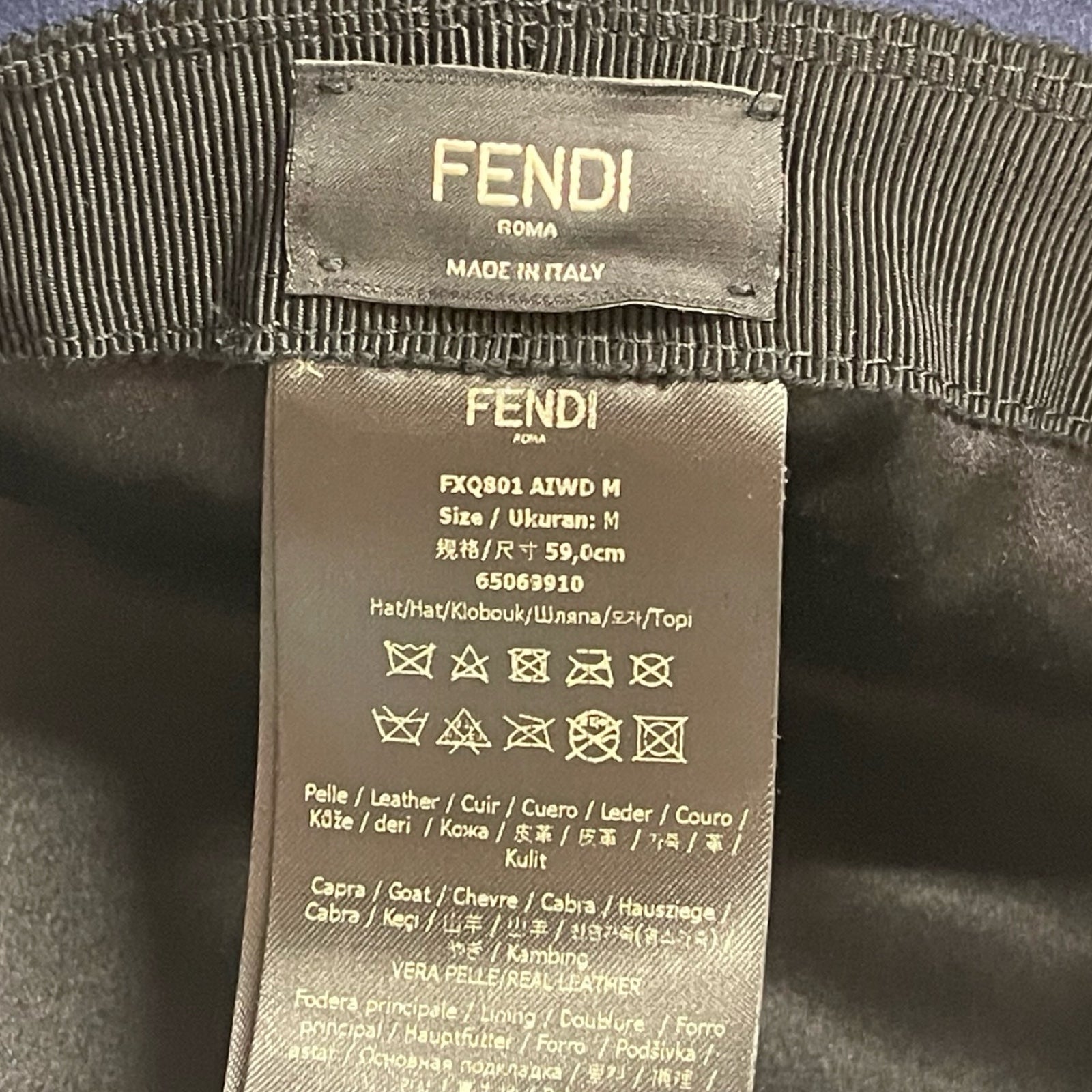 FENDI Two Tone Suede Logo Bucket Hat FXQ801 Size M
