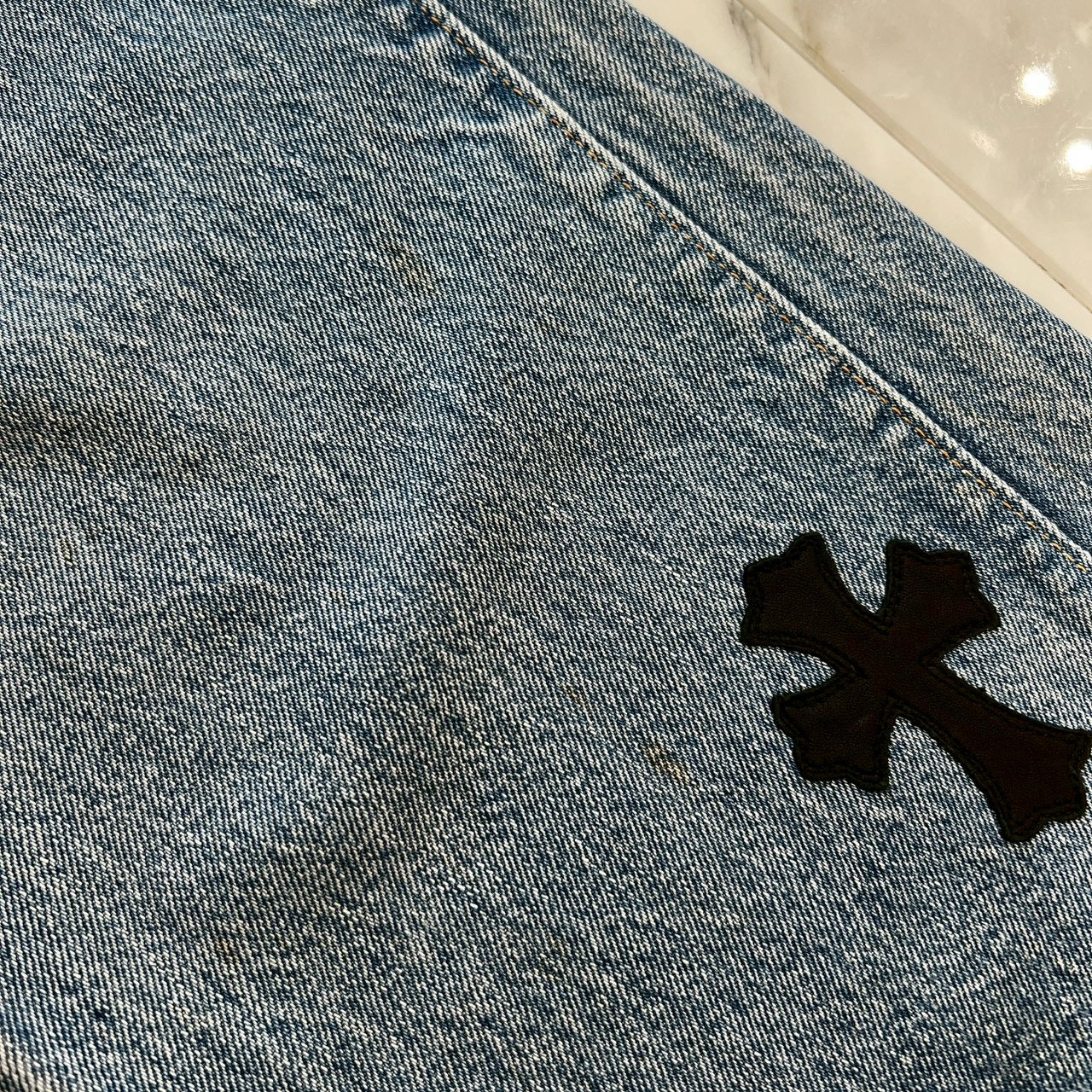 CHROME HEARTS × Levi's Body VNTG Cross Leather Patch Jeans Size 36 クロムハーツ × リーバイスボディ ヴィンテージ クロスレザーパッチ ジーンズ デニムパンツ サイズ36