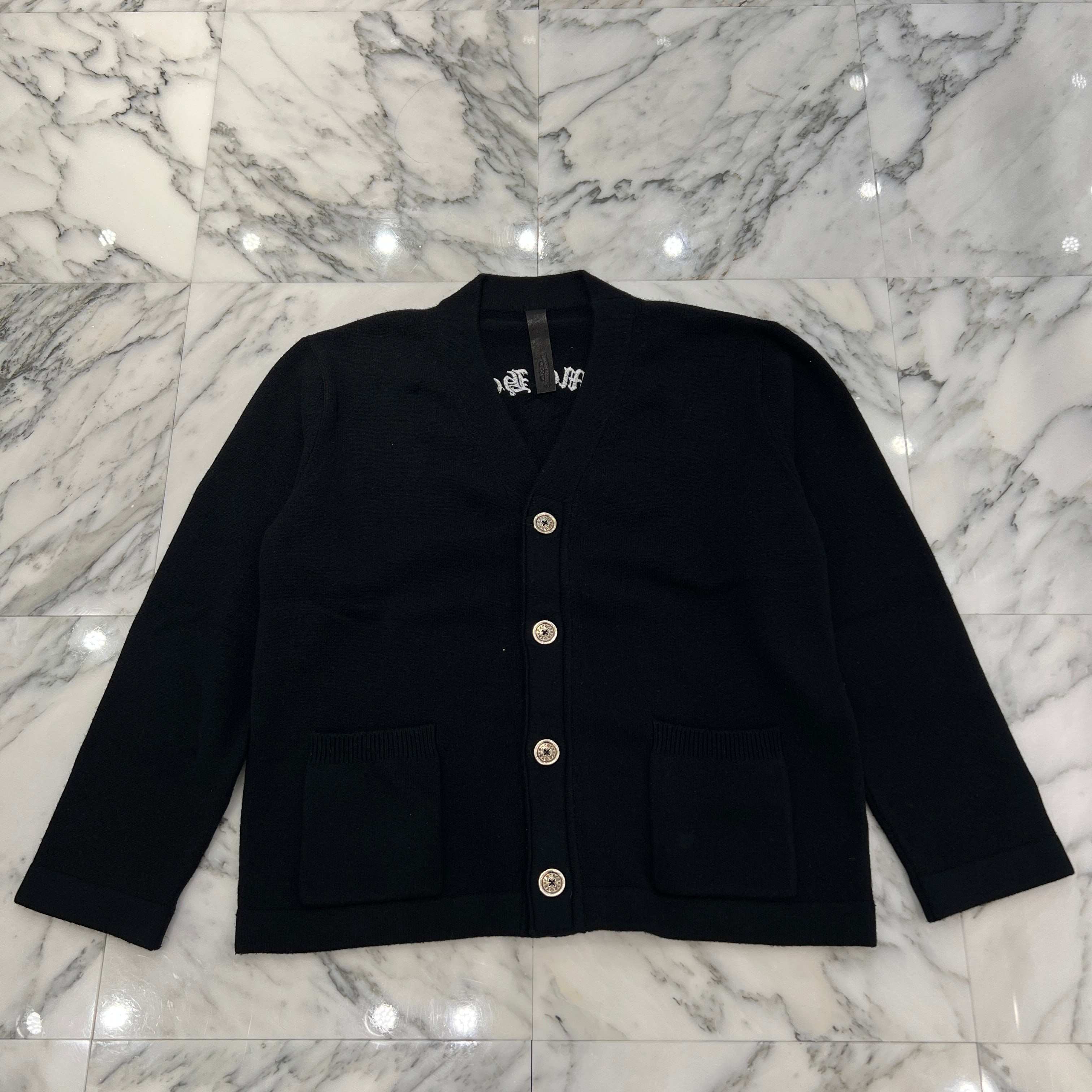 CHROME HEARTS YNOT King Taco 3 Cemetery Cross Patch Cashmere Cardigan Size L クロムハーツ ワイノット キングタコ 3セメタリークロスパッチ カシミヤカーディガン サイズL