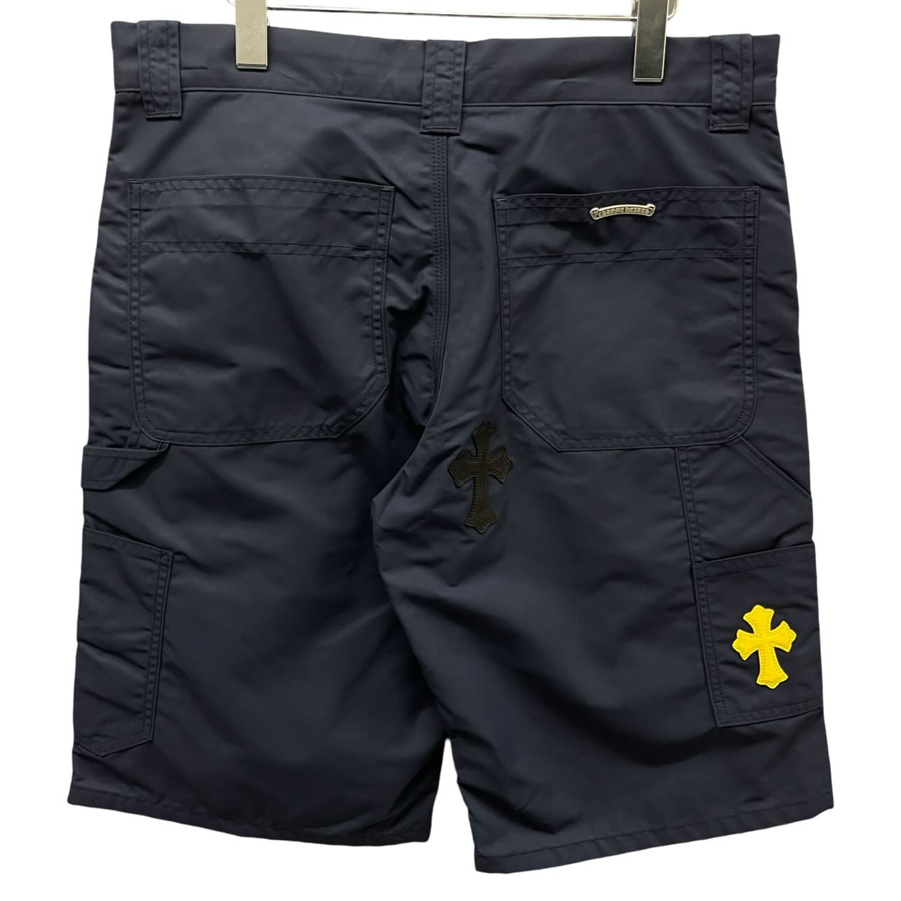 CHROME HEARTS Ynot Nylon Leather Cross Patch Shorts Size 32