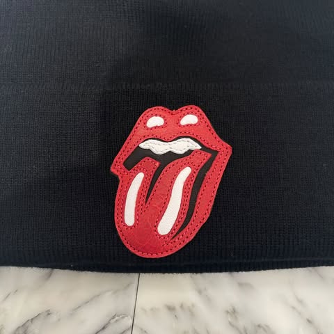 CHROME HEARTS × The Rolling Stones Lip & Tongue Leather Patch Beanie Size ONE SIZE（23cm）クロムハーツ × ローリングストーンズ リップアンドタン レザーパッチビーニー