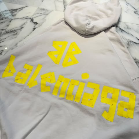 BALENCIAGA 2023SS TAPE TYPE RIPPED POCKET Hoodie 744441 Size