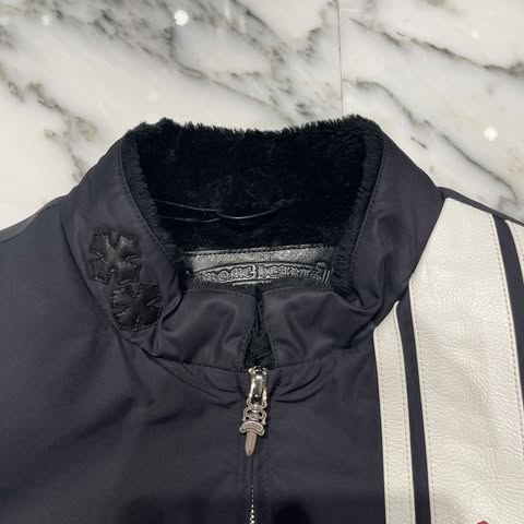 CHROME HEARTS Red 3 Cross Leather Patch Racing Zip Up Jacket Size M クロムハーツ レッド3クロス レザーパッチ レーシング ジップアップ ジャケット サイズM