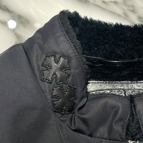 CHROME HEARTS Red 3 Cross Leather Patch Racing Zip Up Jacket Size M クロムハーツ レッド3クロス レザーパッチ レーシング ジップアップ ジャケット サイズM