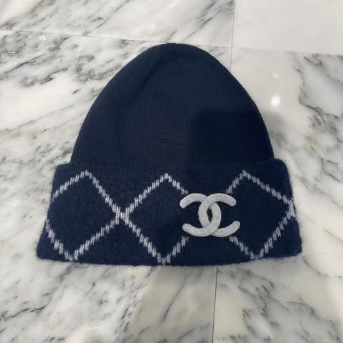 CHANEL 2024AW Argyle Logo Embroidered Beanie U4T7L9AH Size ONE SIZE シャネル アーガイルロゴ刺繍 ビーニー サイズONE SIZE