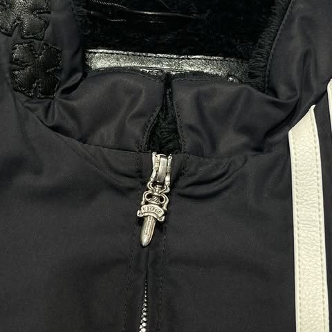 CHROME HEARTS Red 3 Cross Leather Patch Racing Zip Up Jacket Size M クロムハーツ レッド3クロス レザーパッチ レーシング ジップアップ ジャケット サイズM