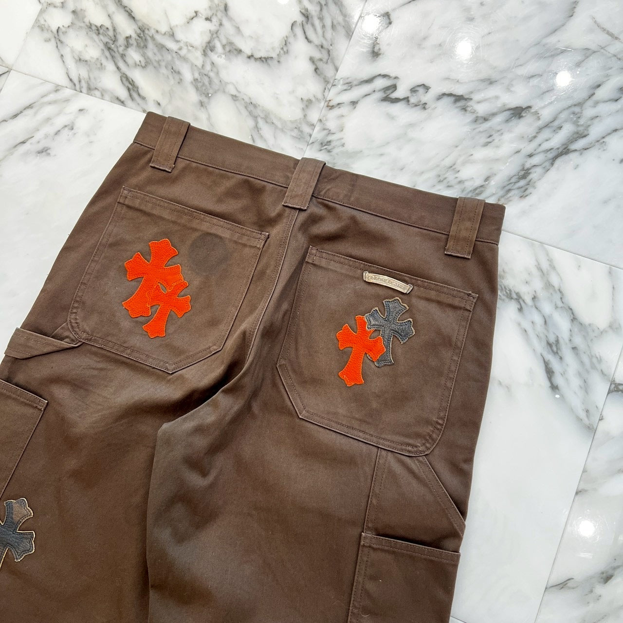 CHROME HEARTS Multi Leather Patch Carpenter Cross Ball Button Denim Pants Size 33 クロムハーツ マルチレザーパッチ カーペンター クロスボールボタン デニムパンツ サイズ33