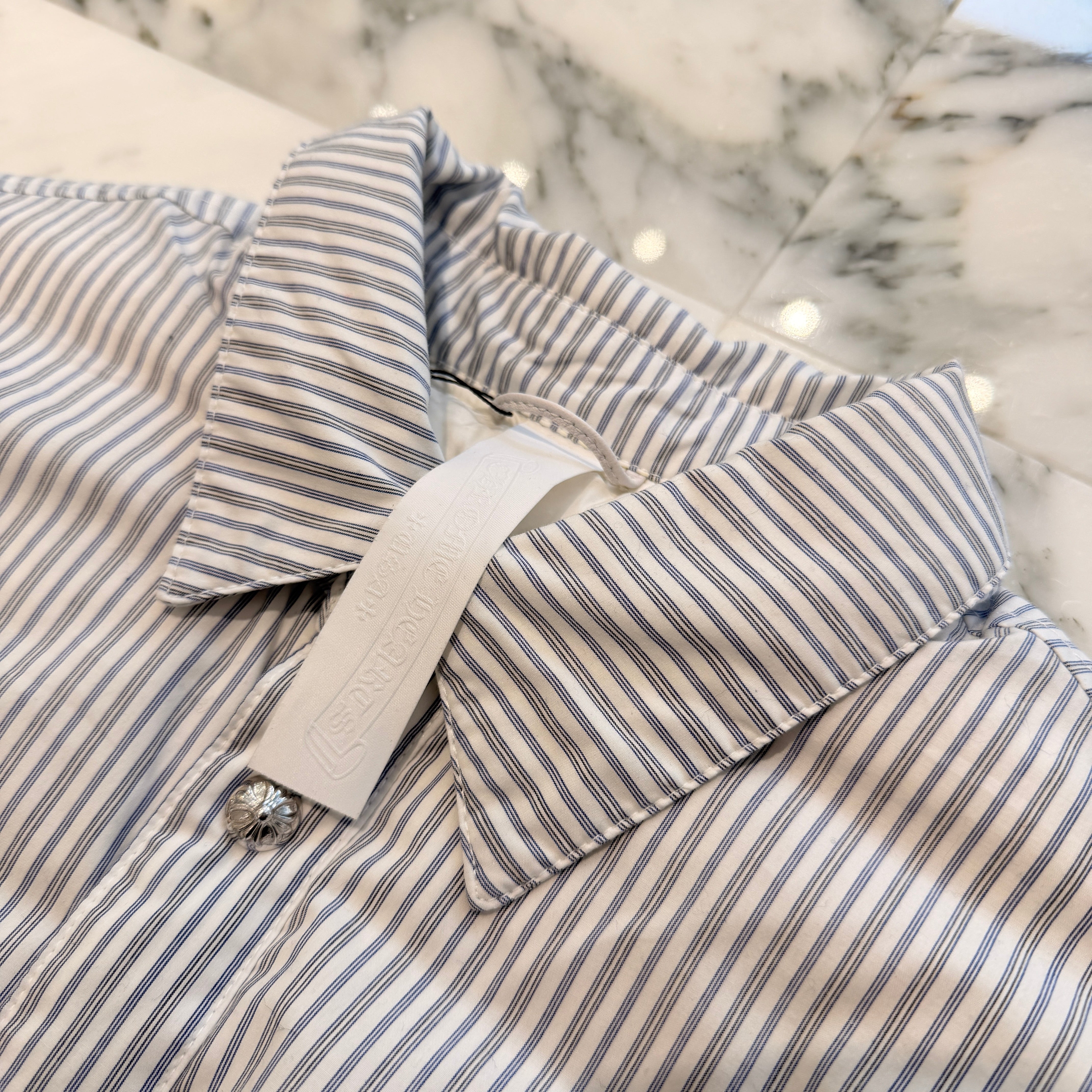 CHROME HEARTS Y NOT WORK DOG Striped Down Jacket Size S クロムハーツ ワイノット ワークドッグ ストライプ ダウンジャケット サイズS