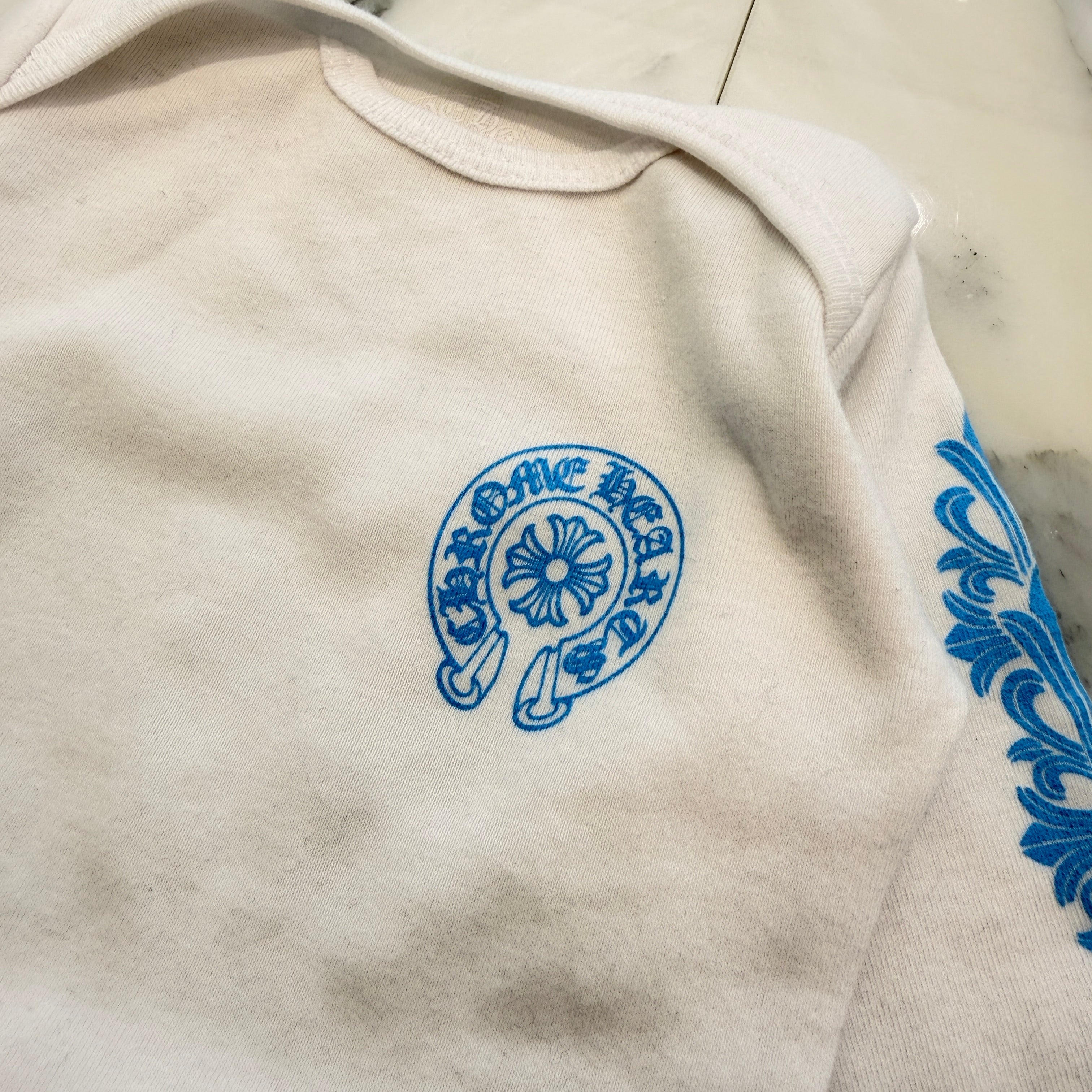 CHROME HEARTS Floral Cross Horseshoe Long Sleeve Rompers Size 12months クロムハーツ フローラルクロス ホースシュー長袖ロンパース サイズ12months