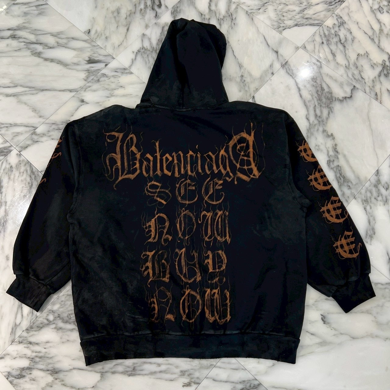 BALENCIAGA 2023AW Heavy Metal Logo Zip Up Hoodie 744454 T0VD8 Size