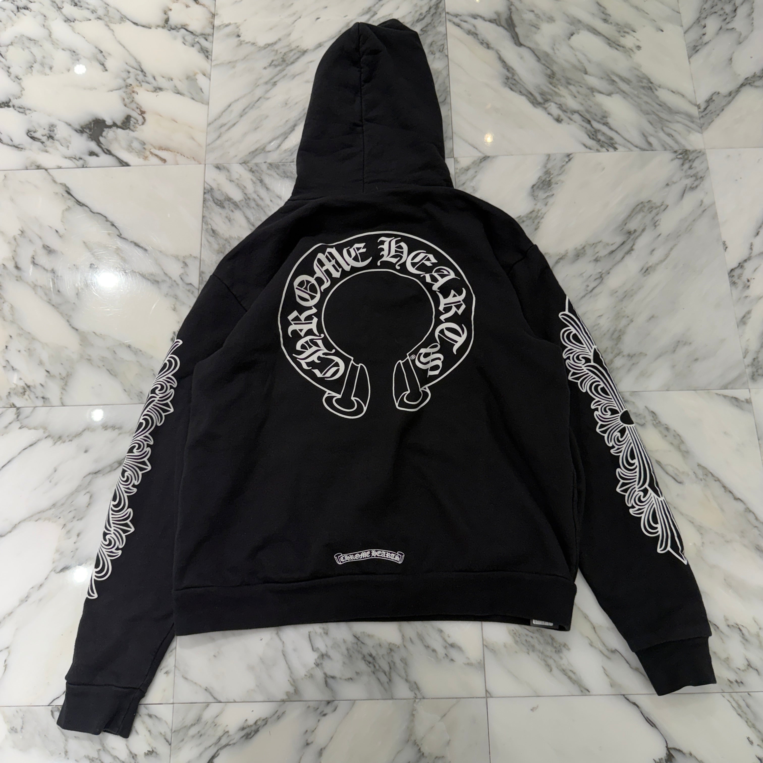CHROME HEARTS Floral Cross Horseshoe Pullover Hoodie Size S クロムハーツ フローラルクロス ホースシュー プルオーバーフーディ サイズS