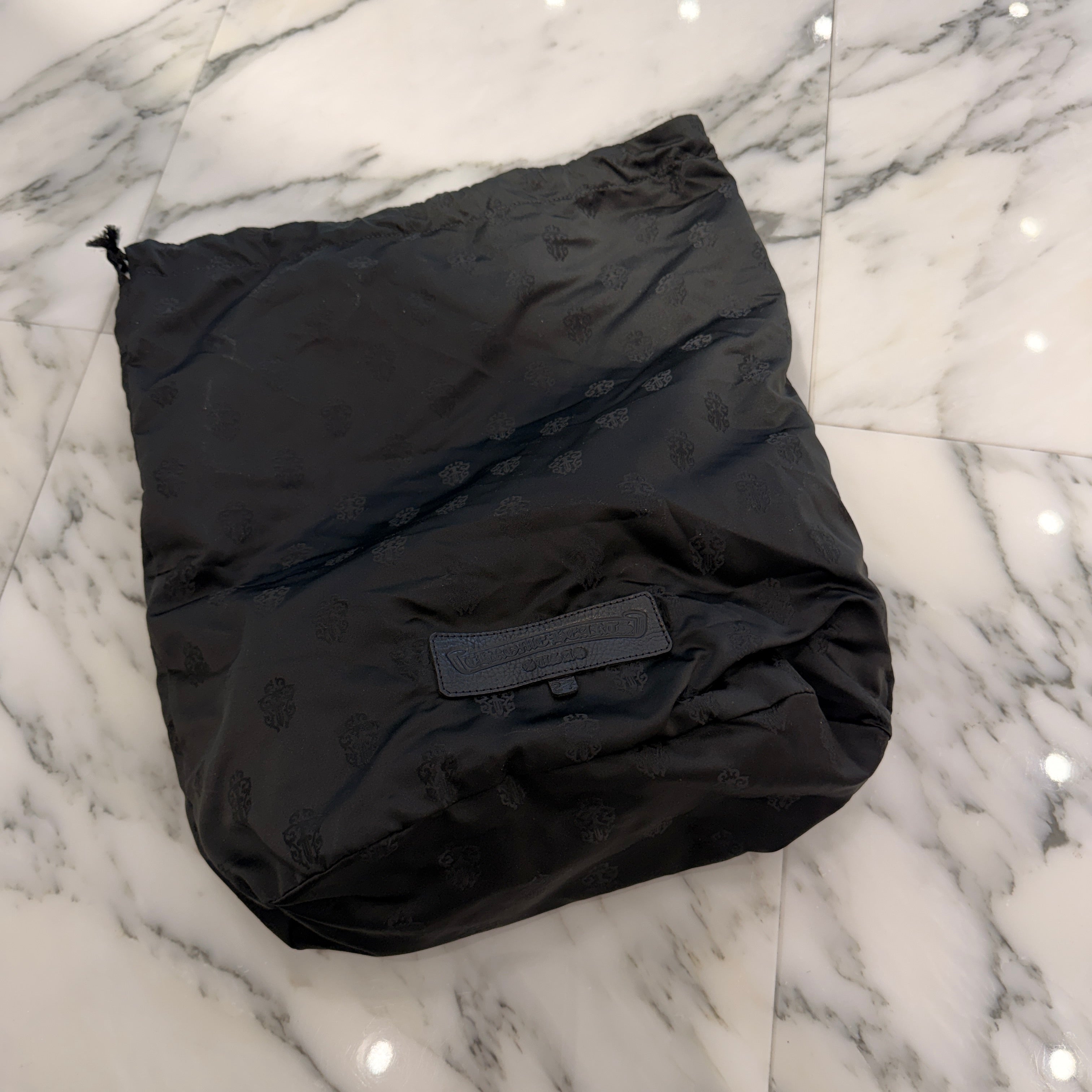 CHROME HEARTS Blue 3 Cemetery Cross Patch Fur Leather Tote Mini Bag クロムハーツ ブルー3セメタリークロスパッチ ファーレザートートミニバッグ