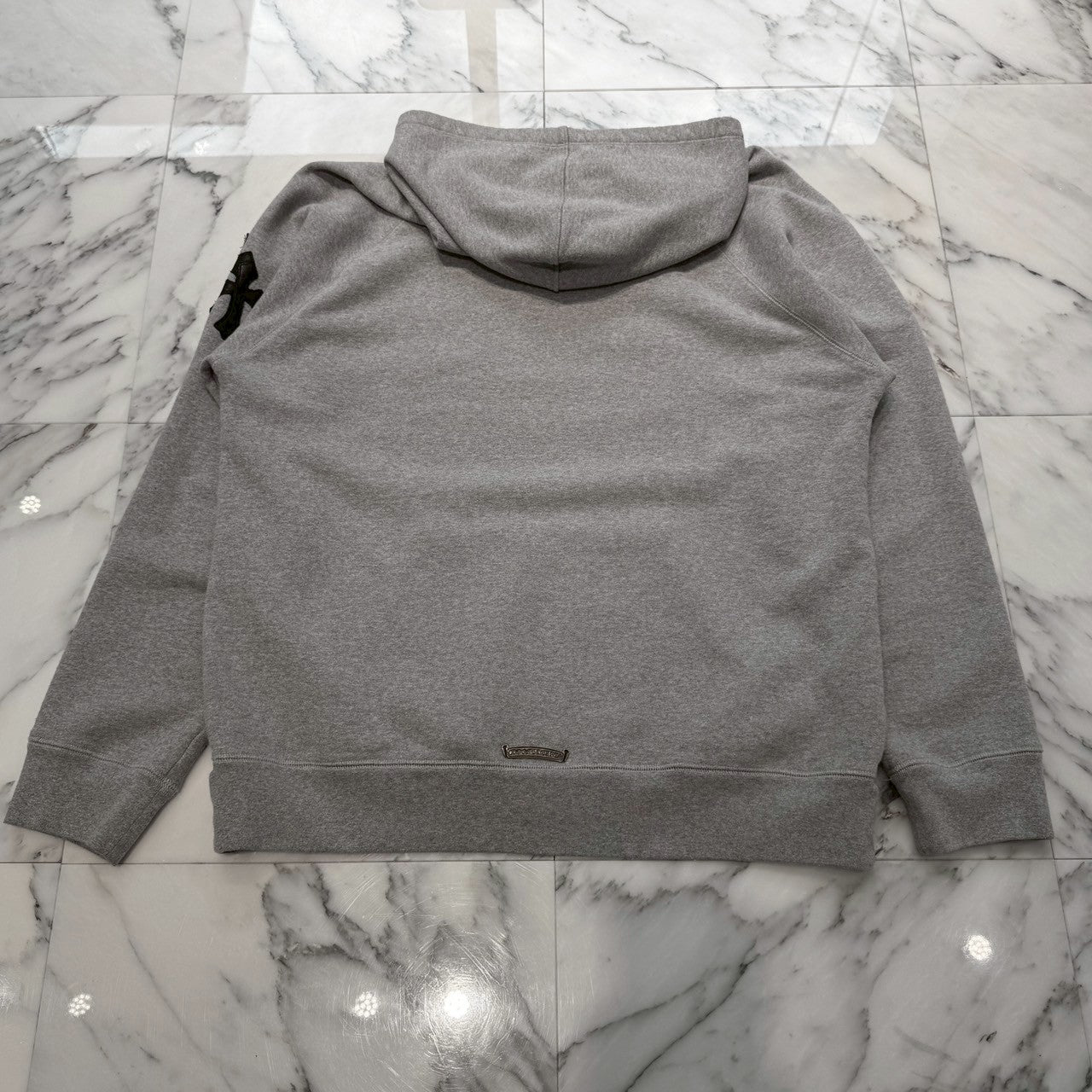 CHROME HEARTS Y NOT Cemetery Cross Leather Patch Pullover Hoodie Size XL クロムハーツ ワイノット セメタリークロス レザーパッチ プルオーバーフーディー サイズXL