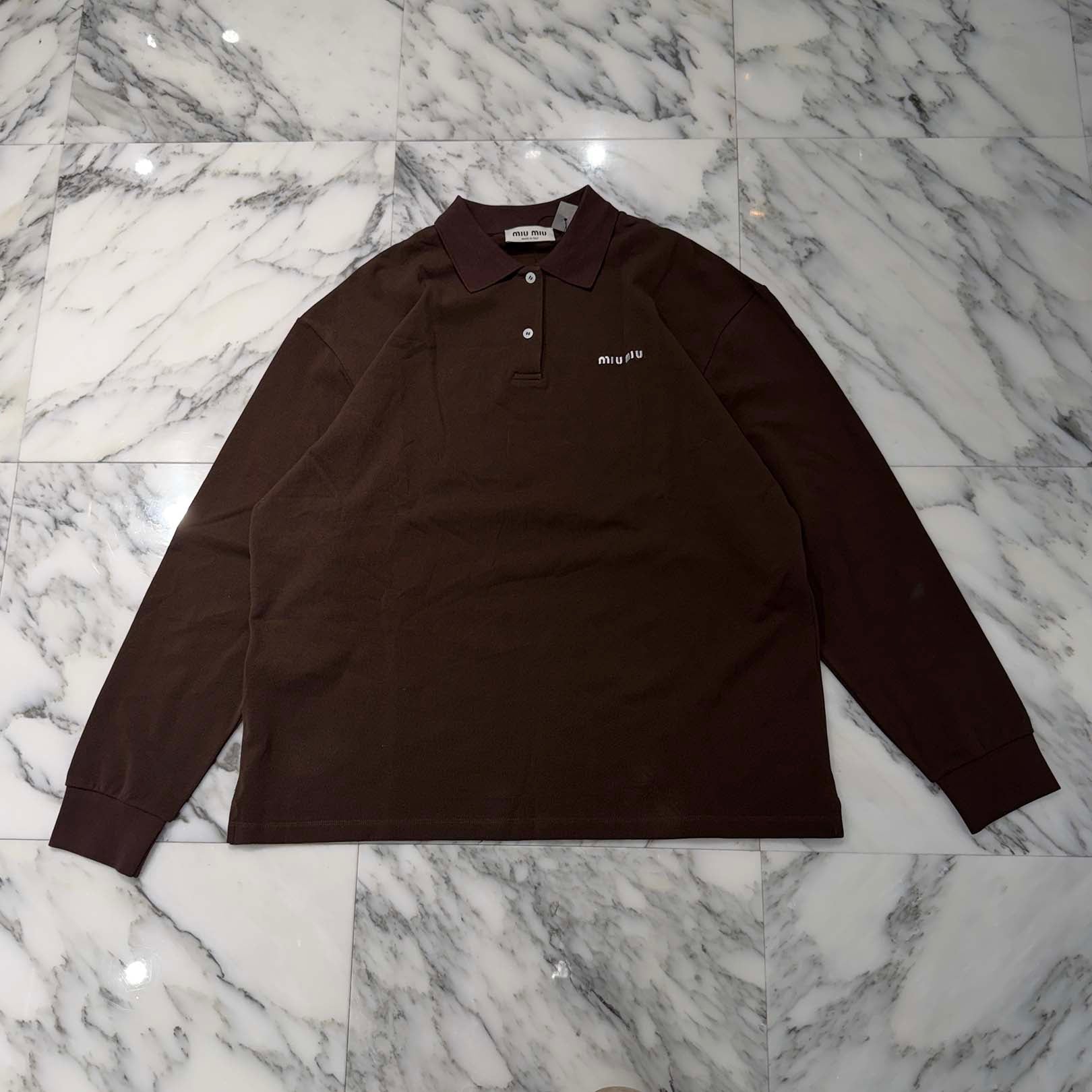 MIU MIU 2024SS Cotton Piqué Polo Shirt MJL019_14RW_F0324_S_OOO Size M ミュウミュウ コットンピケ ポロシャツ サイズM
