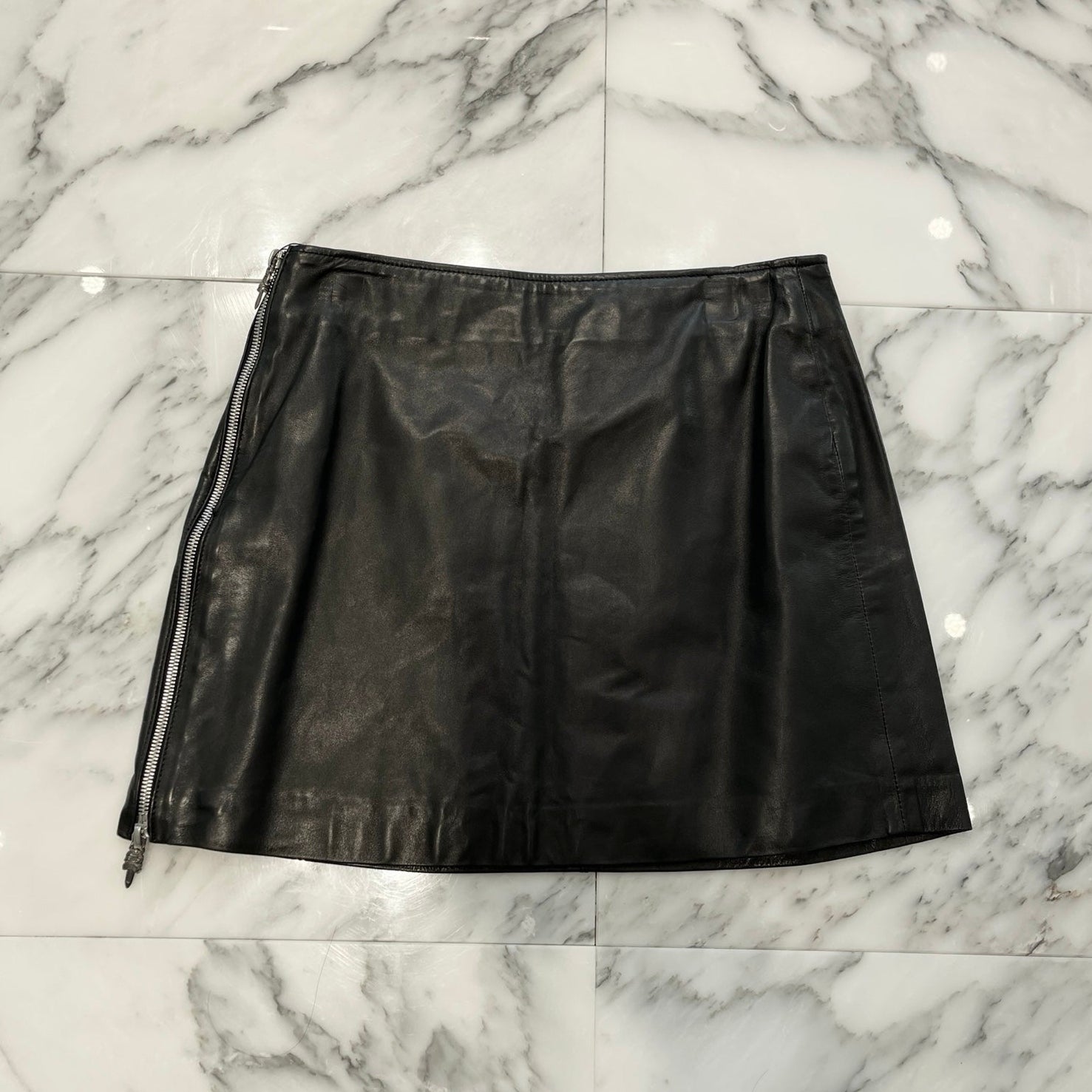 CHROME HEARTS Dagger Zip Leather Mini Skirt Size M クロムハーツ ダガージップ レザーミニ スカート サイズ M